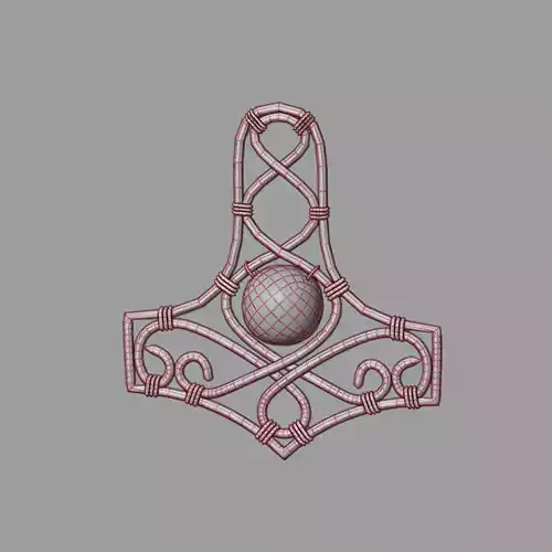 Thors hammer made of wire pendant