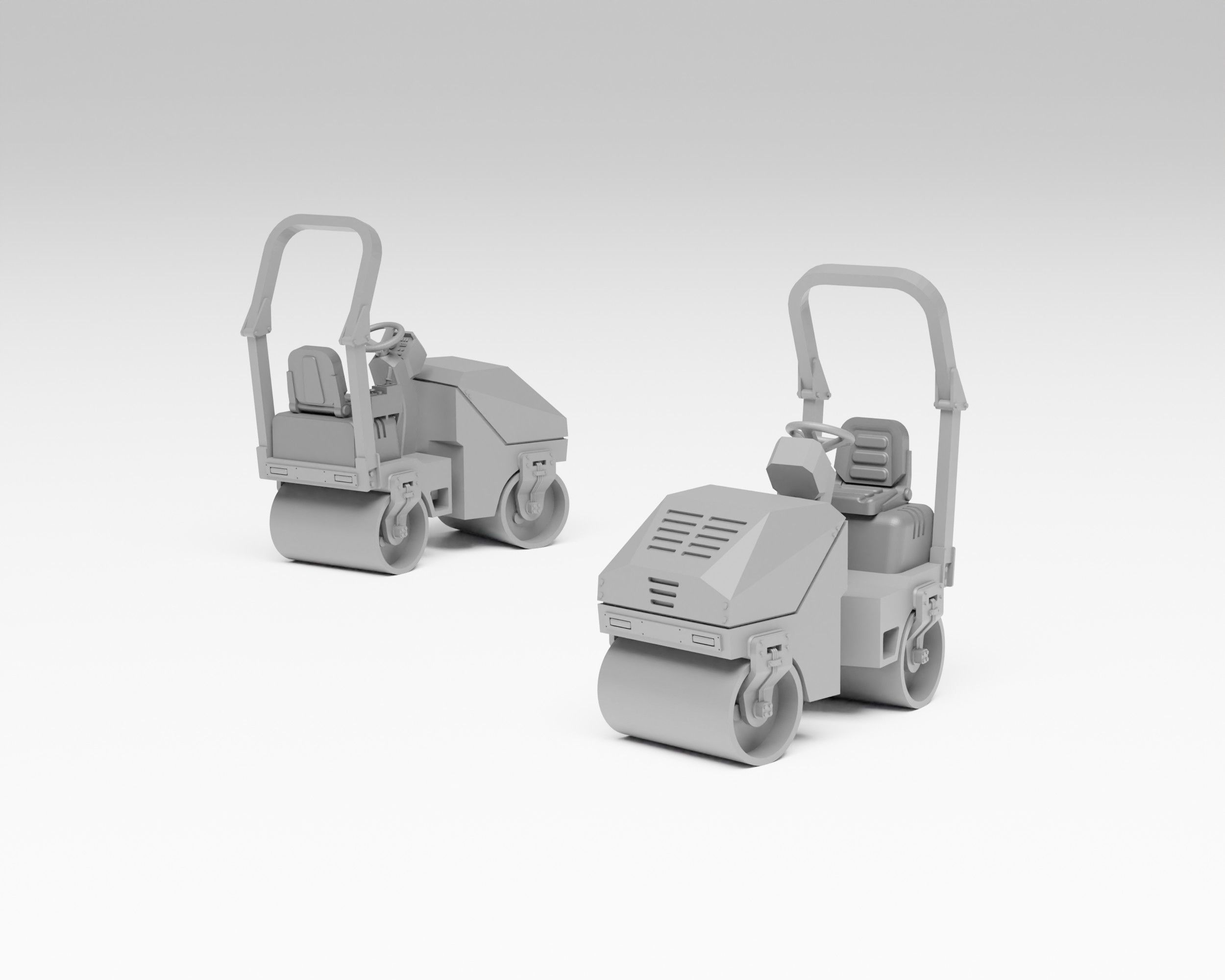 Road works pack - Aphalt roller kit and accessories H0 scale 3D print model_1