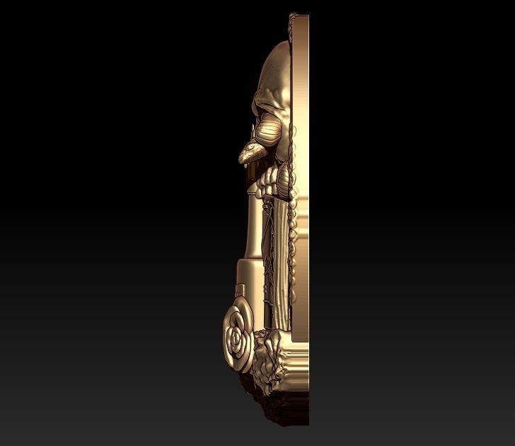 wine skull snake pendant  3D print model_4