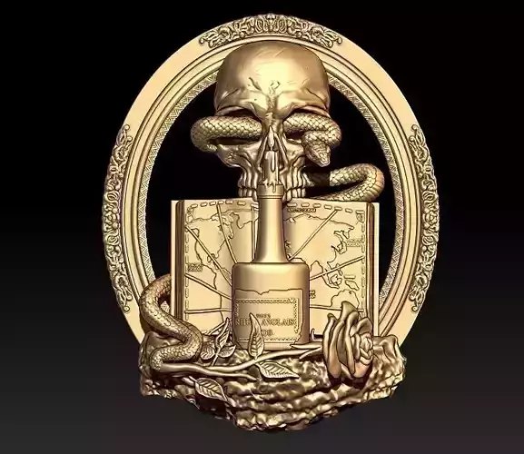 wine skull snake pendant 