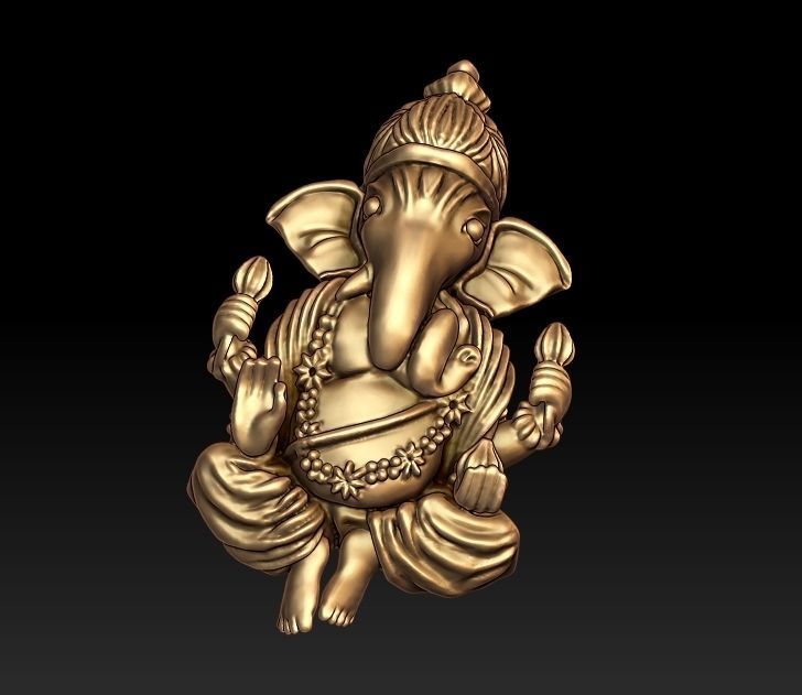 Ganesha pendant 3D print model_4