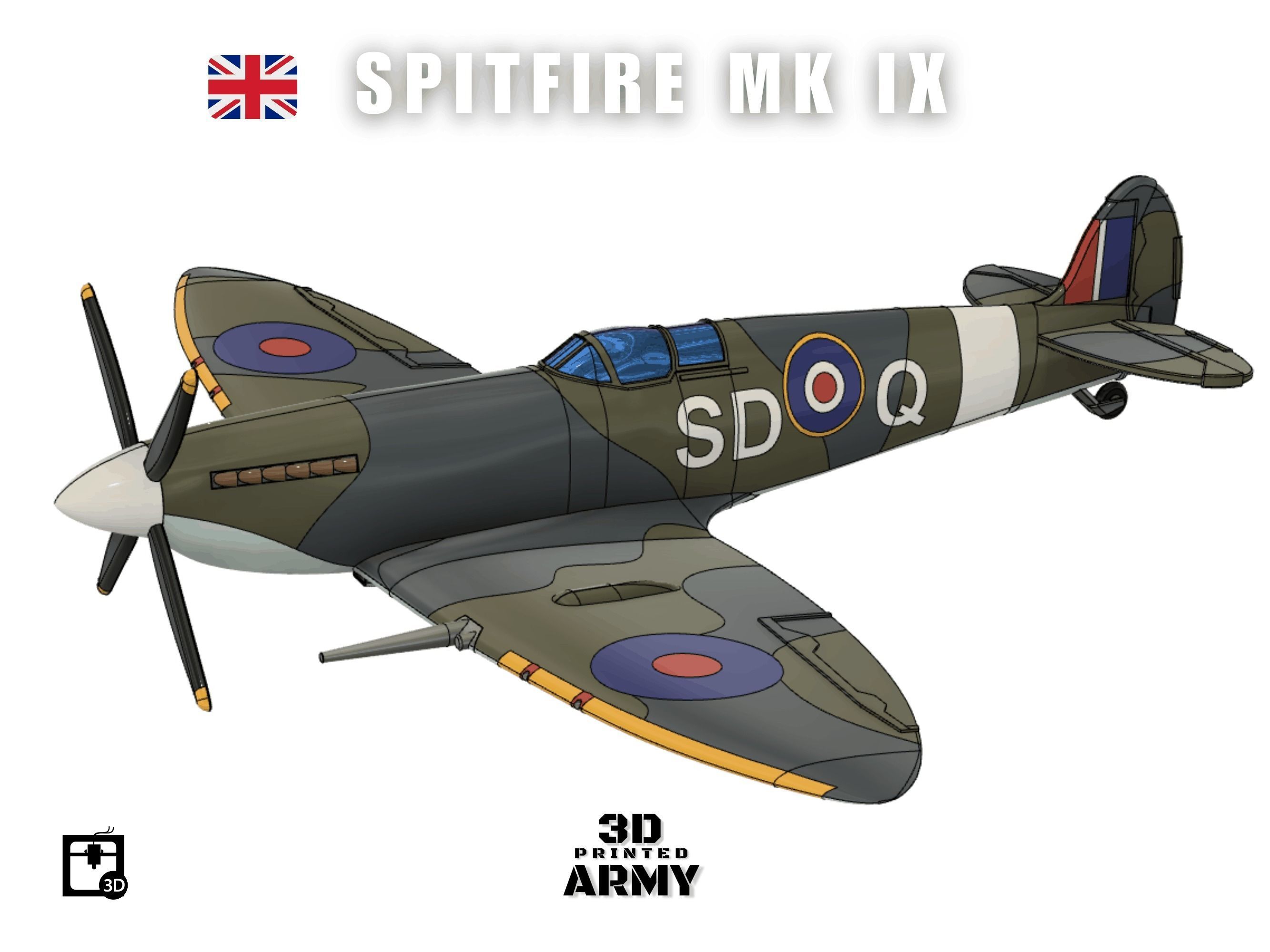 Supermarine Spitfire Mk IX - STL files for 3D printing 3D print model_1