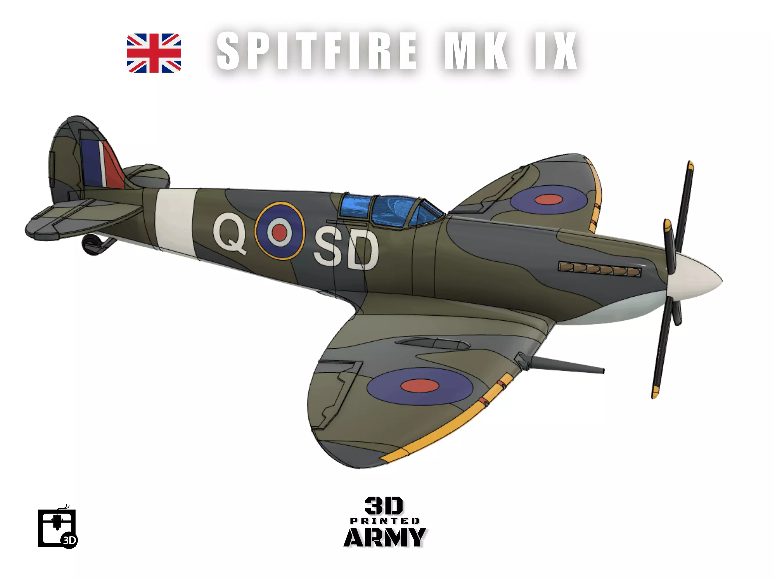 Supermarine Spitfire Mk IX - STL files for 3D printing 3D print model_0