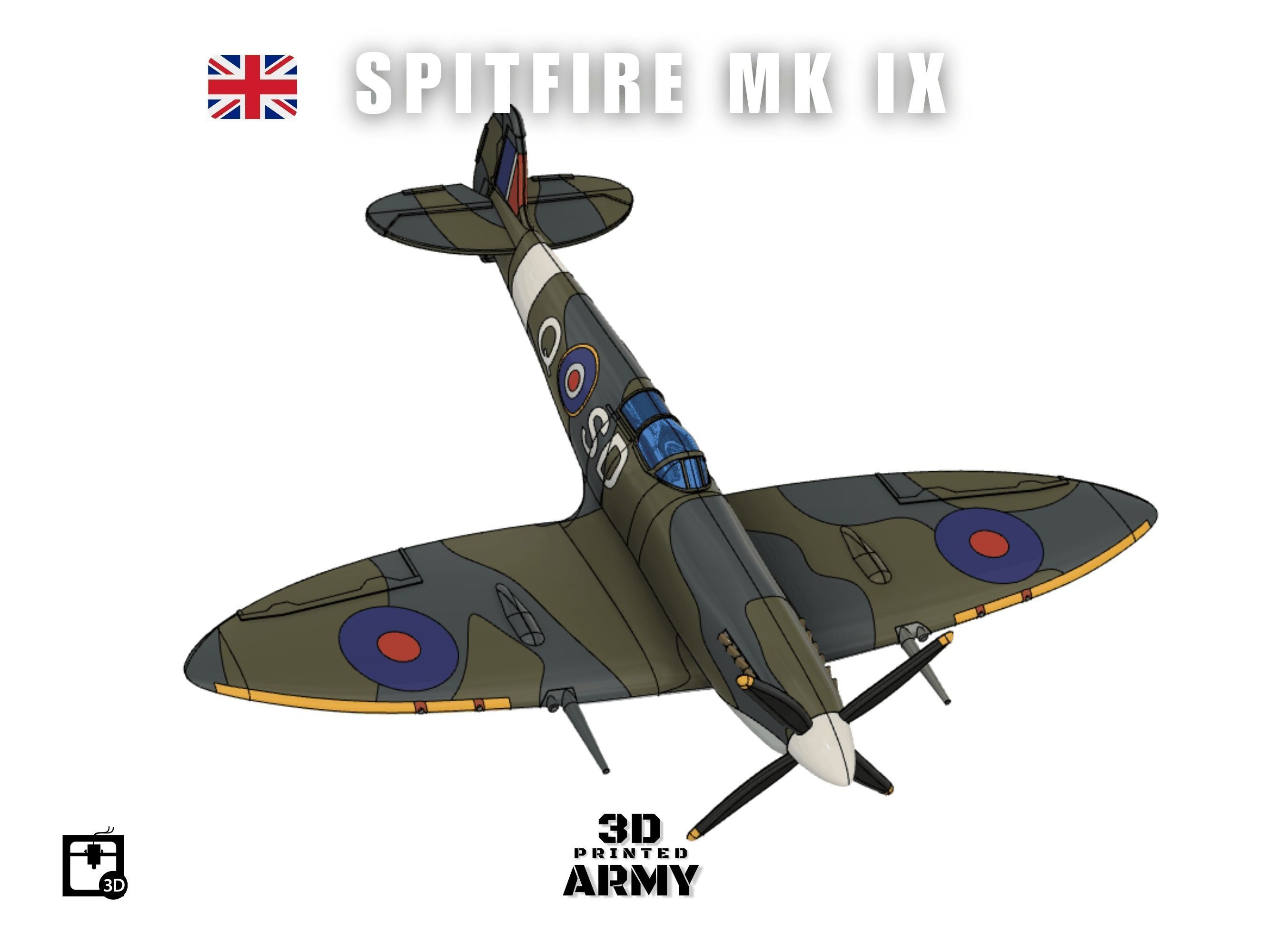 Supermarine Spitfire Mk IX - STL files for 3D printing 3D print model_3