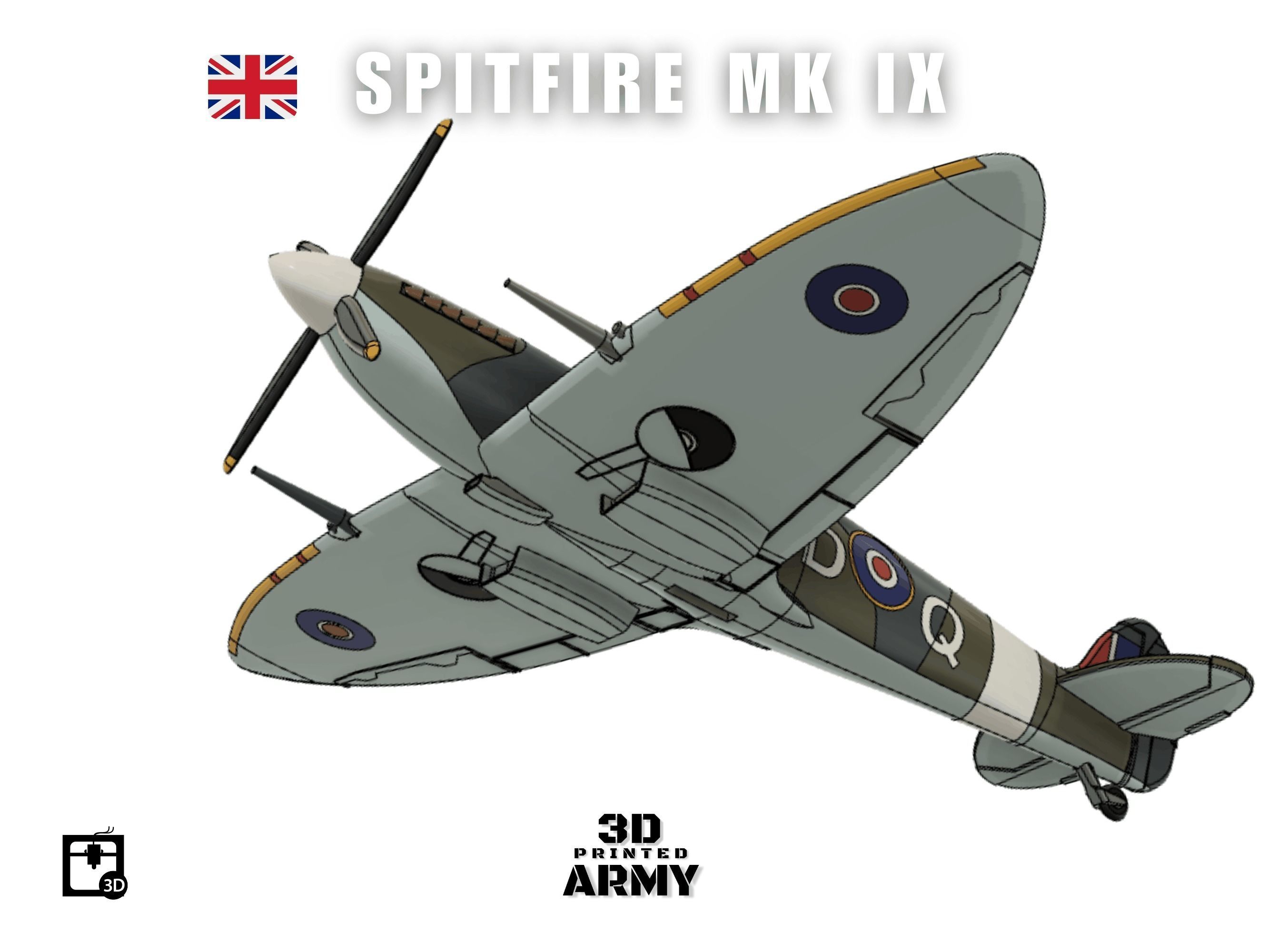 Supermarine Spitfire Mk IX - STL files for 3D printing 3D print model_7