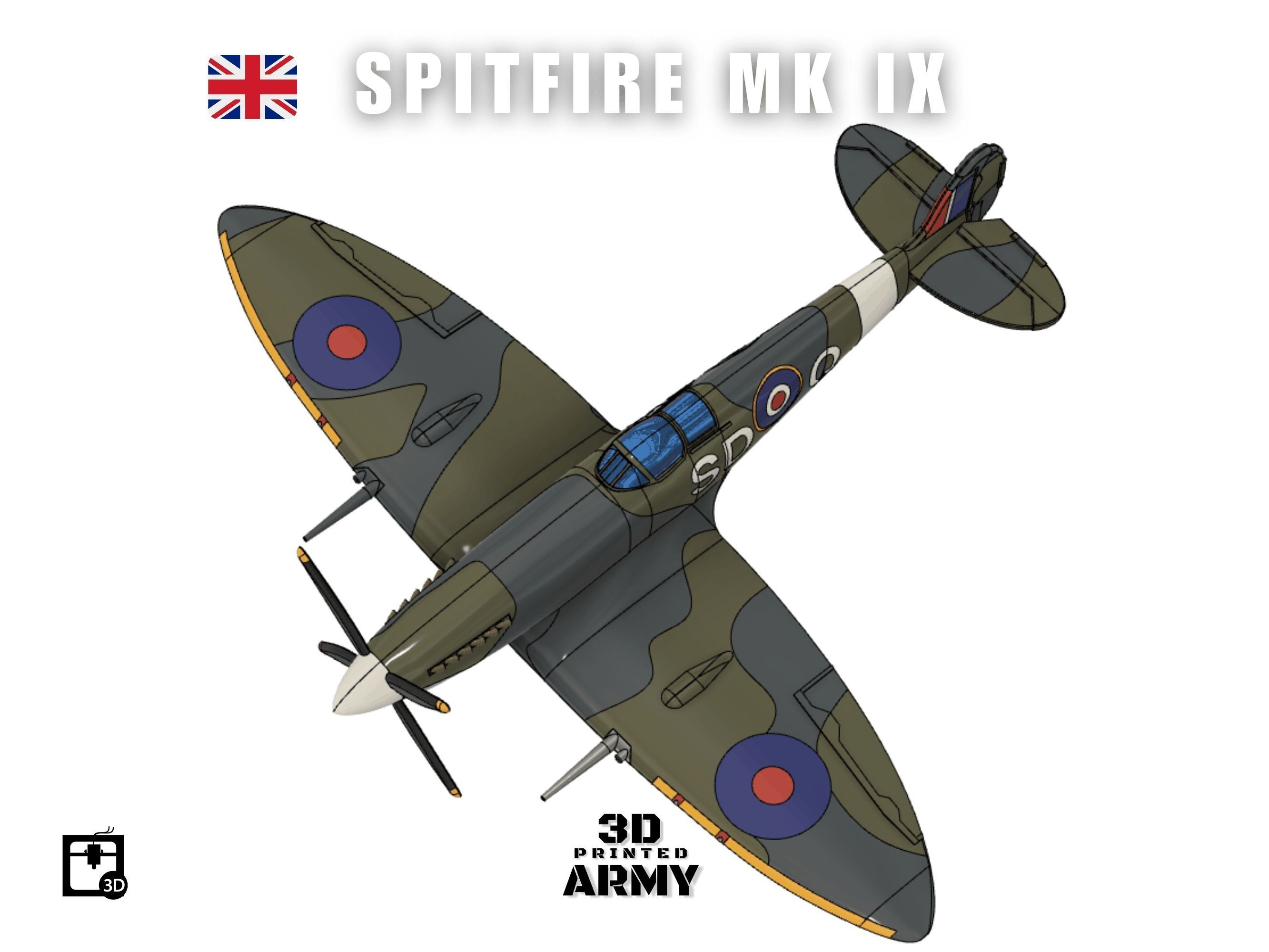 Supermarine Spitfire Mk IX - STL files for 3D printing 3D print model_5