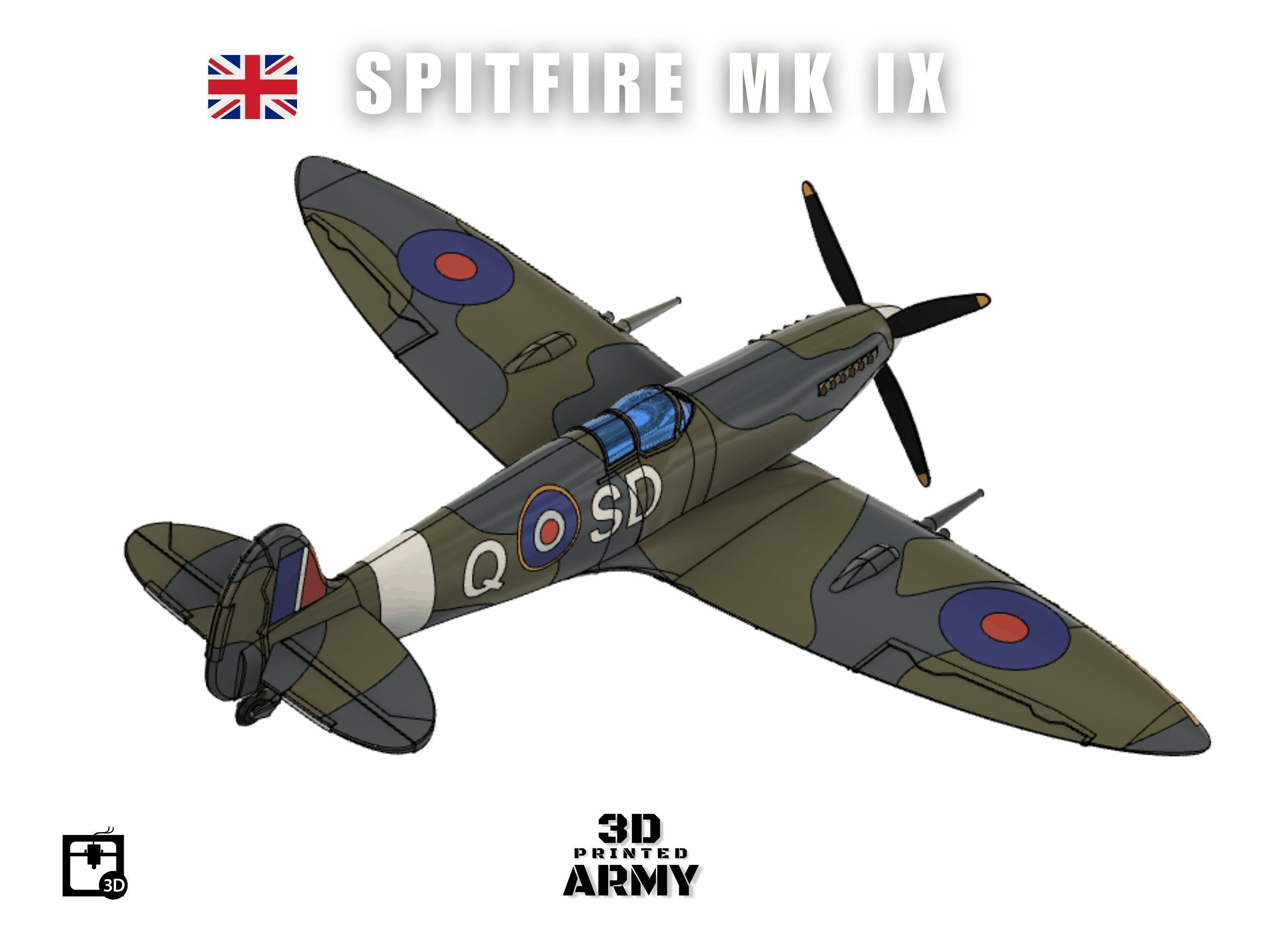 Supermarine Spitfire Mk IX - STL files for 3D printing 3D print model_4