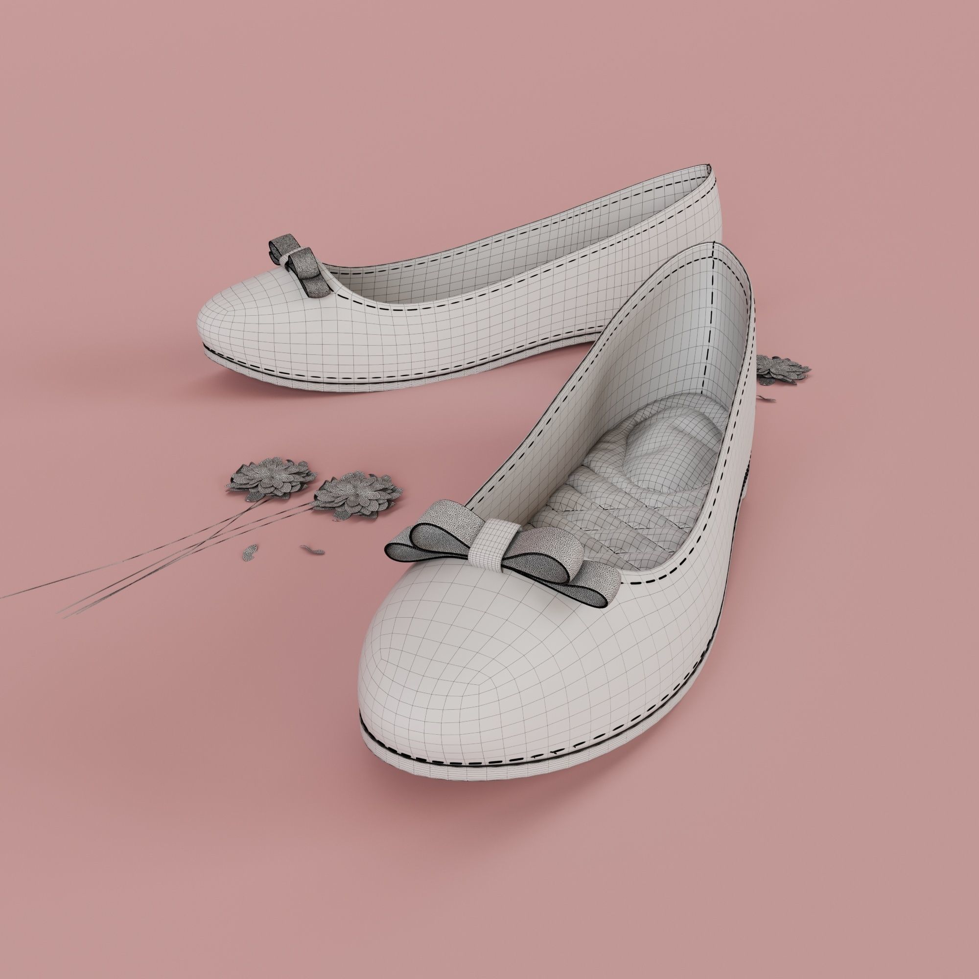 3 Models of High heels and a pair of Flat shoes 3D print model_5