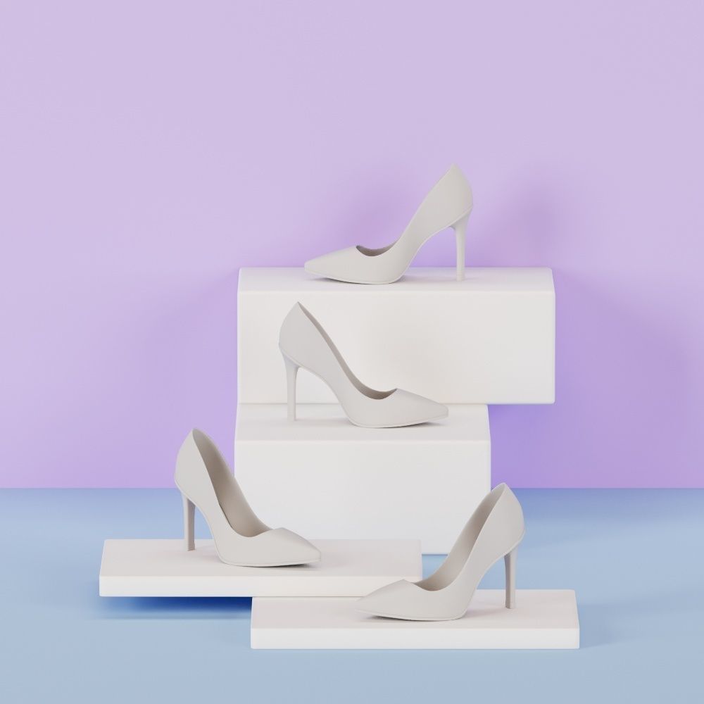 3 Models of High heels and a pair of Flat shoes 3D print model_8
