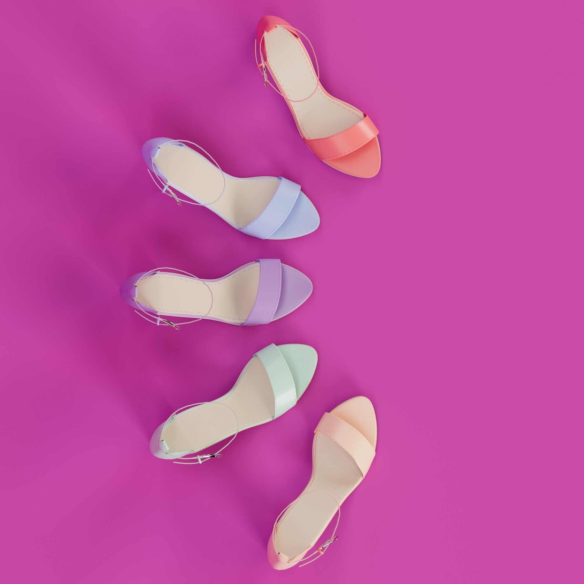 3 Models of High heels and a pair of Flat shoes 3D print model_16