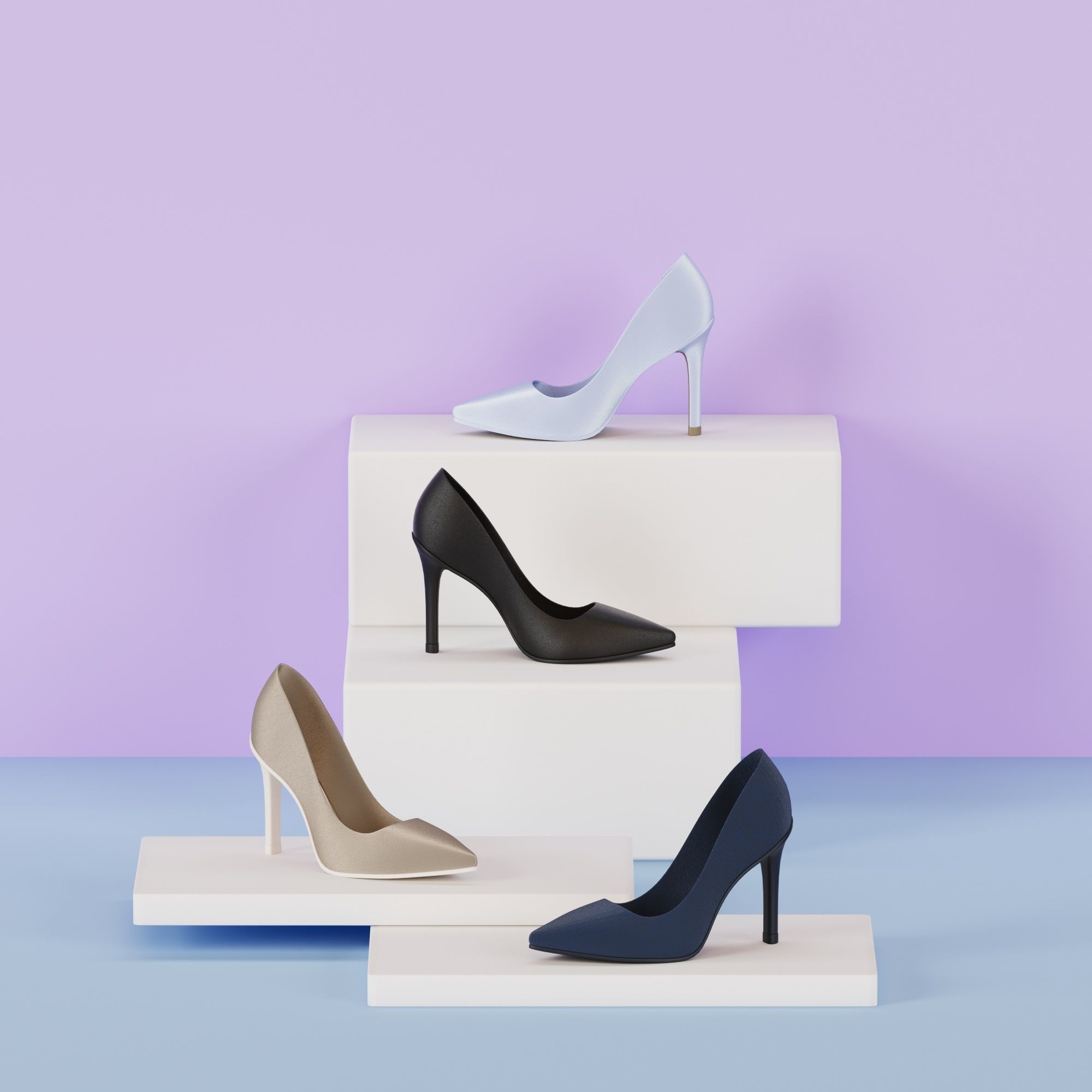 3 Models of High heels and a pair of Flat shoes 3D print model_6