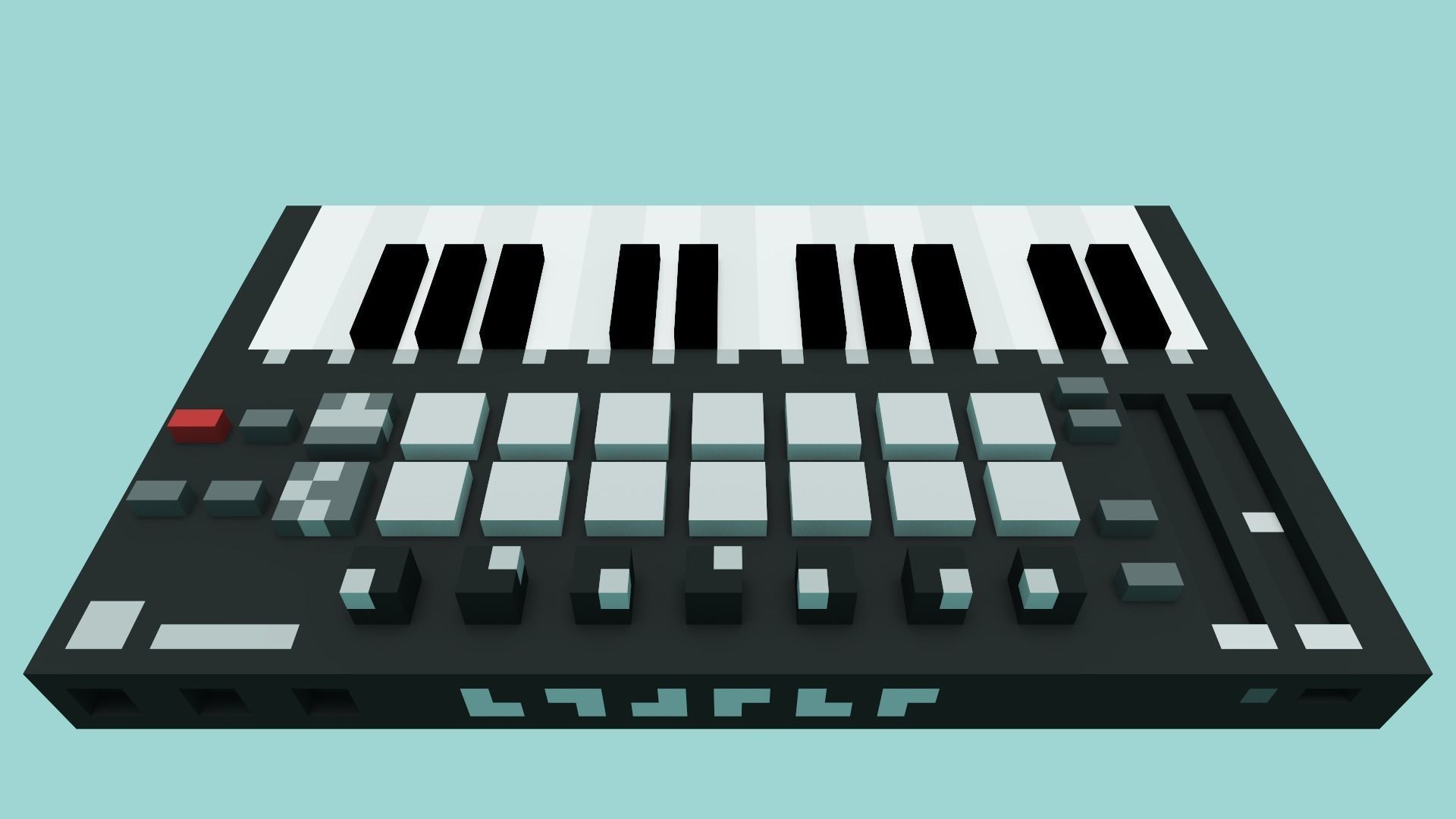 Voxel Synthesizer Bass Station Low-poly 3D model_2