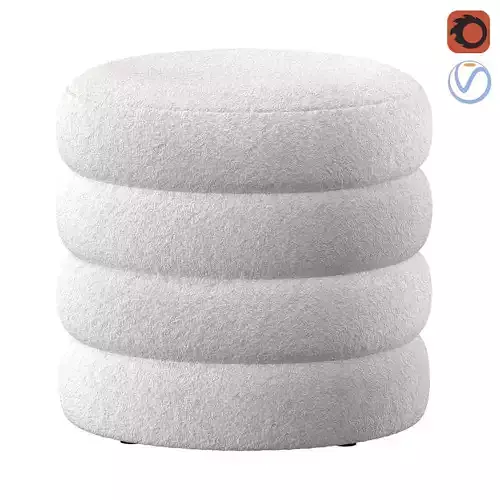 Mecca Boucle Round Storage Ottoman 3D model