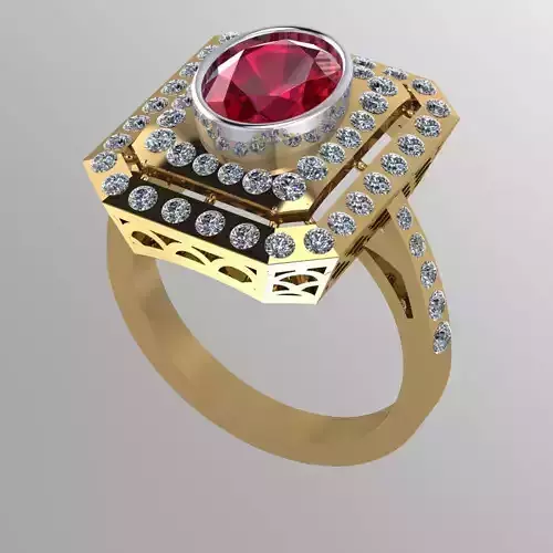 Ruby Ring With Diamonds 3D print model