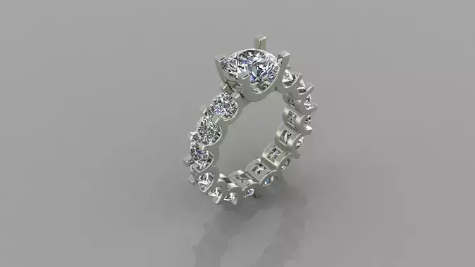 105 Ring U with Diamonds 3d print model