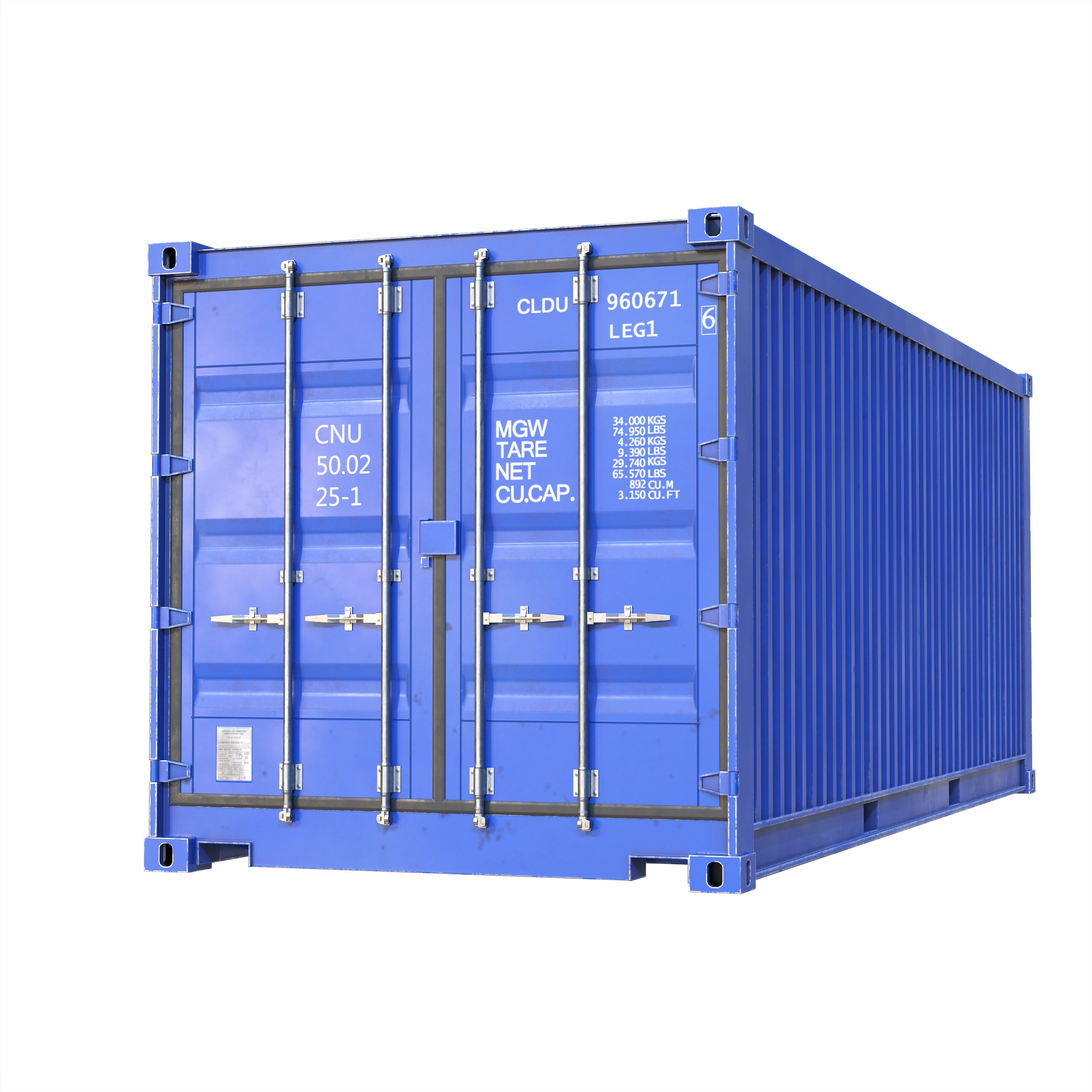 Shipping Container 20ft Low-poly 3D model_3