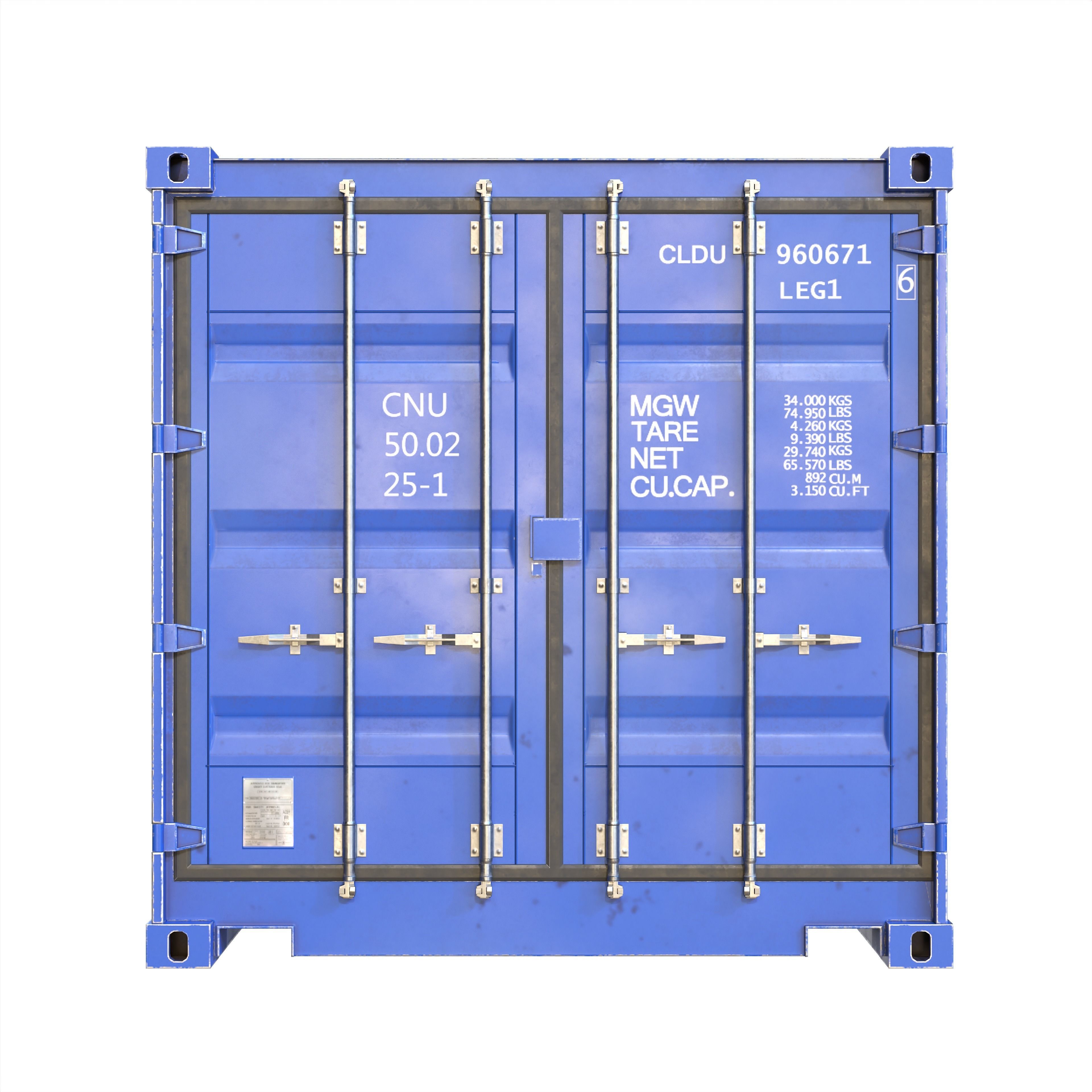Shipping Container 20ft Low-poly 3D model_4