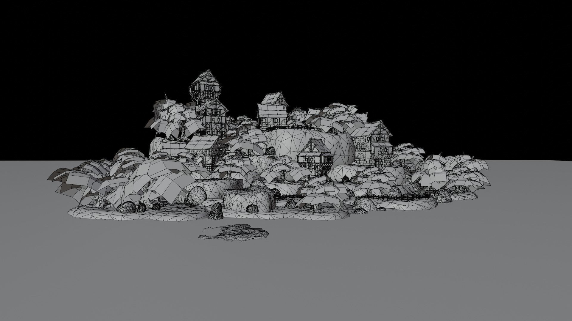Rustic Island Medieval Village - low poly environment Low-poly 3D model_5