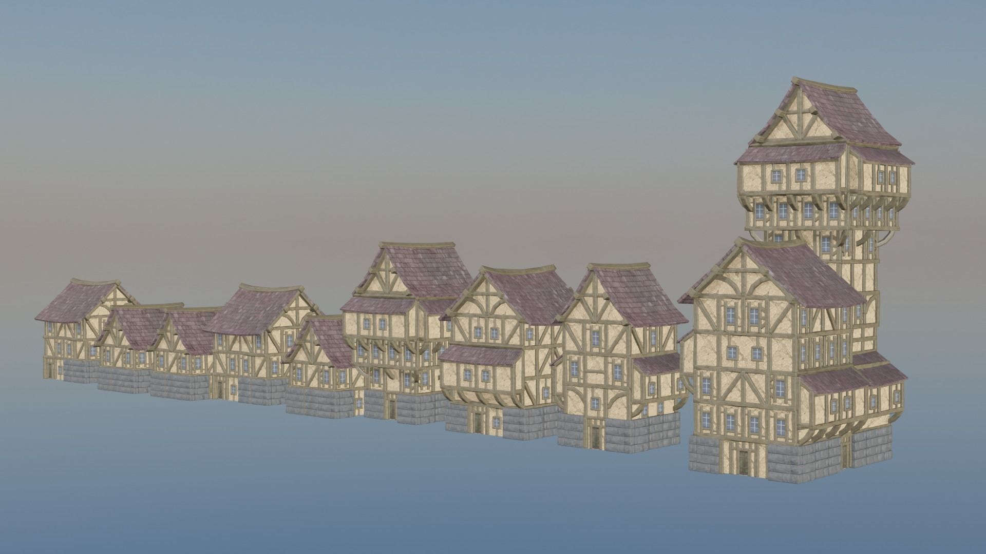 Rustic Island Medieval Village - low poly environment Low-poly 3D model_2