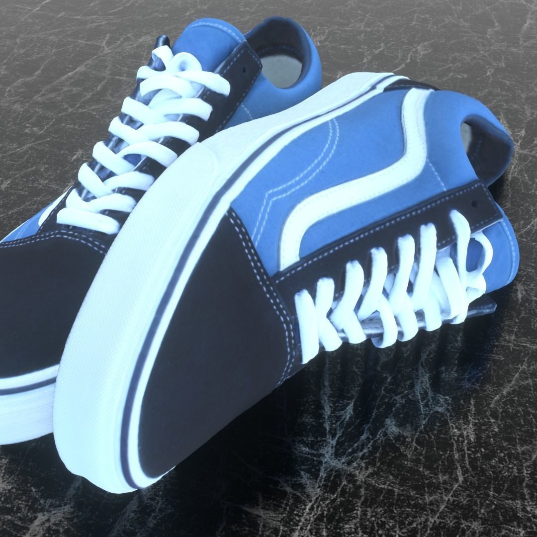VANS 3D SHOES - BLUE Low-poly 3D model_1