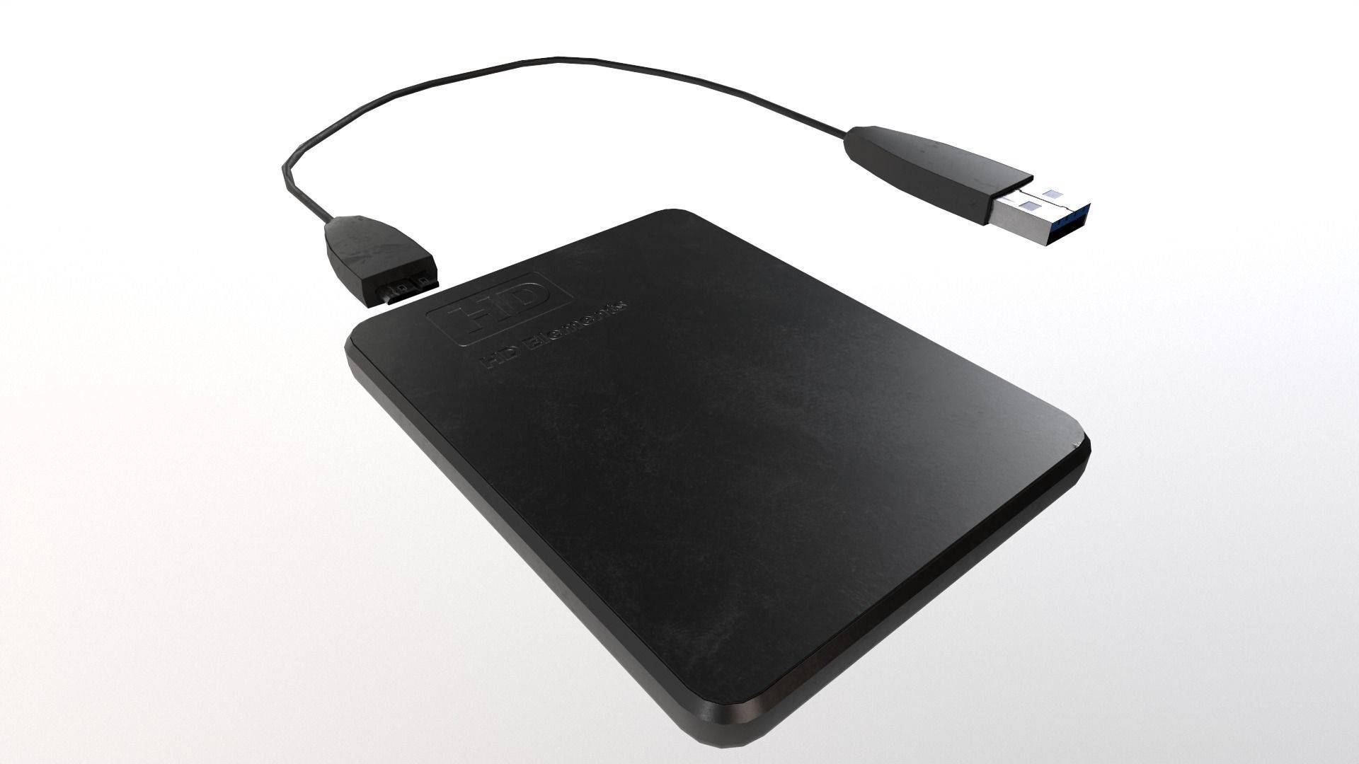 External Hard Drive With Cable Low-poly 3D model_6