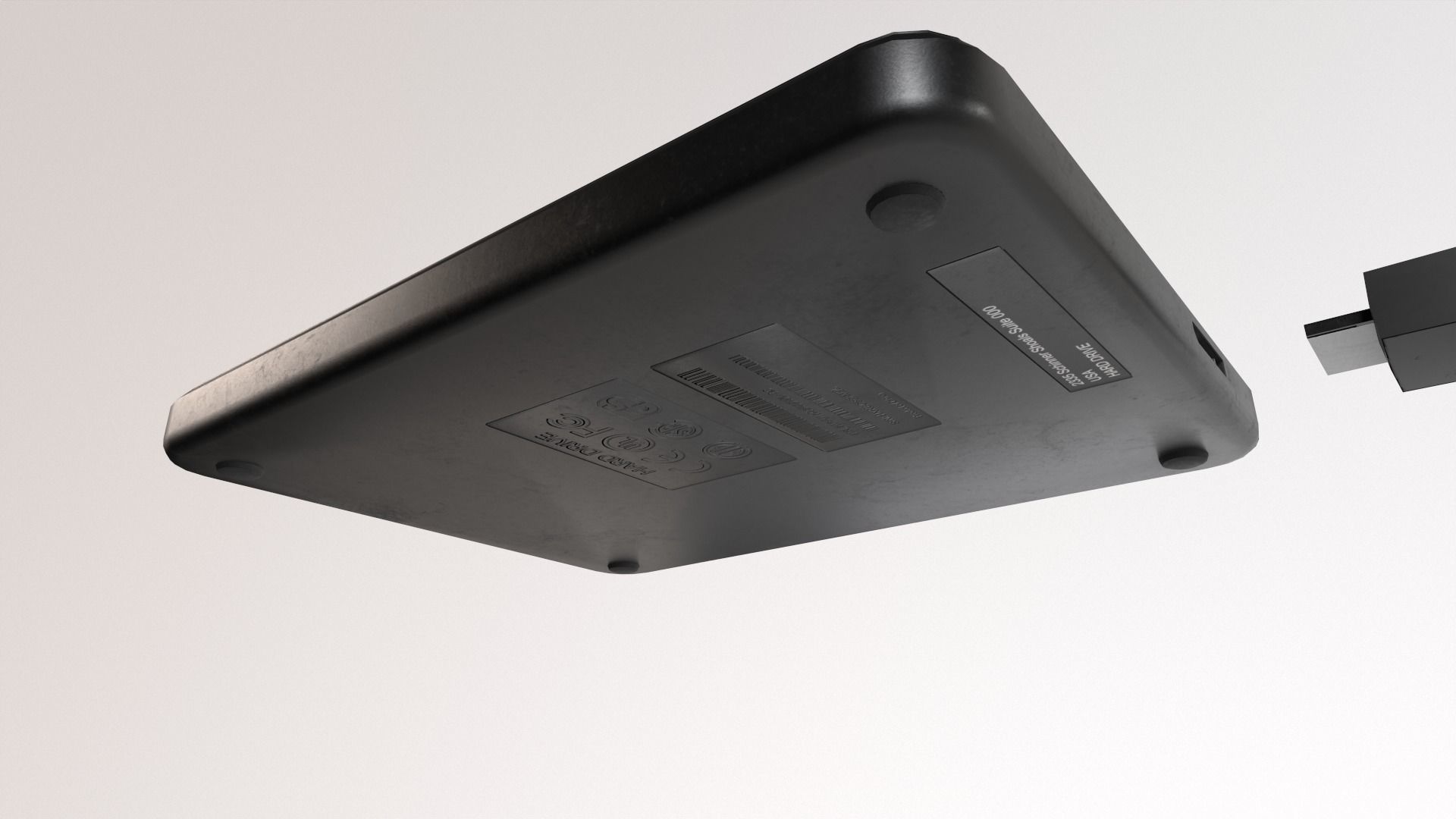 External Hard Drive With Cable Low-poly 3D model_2