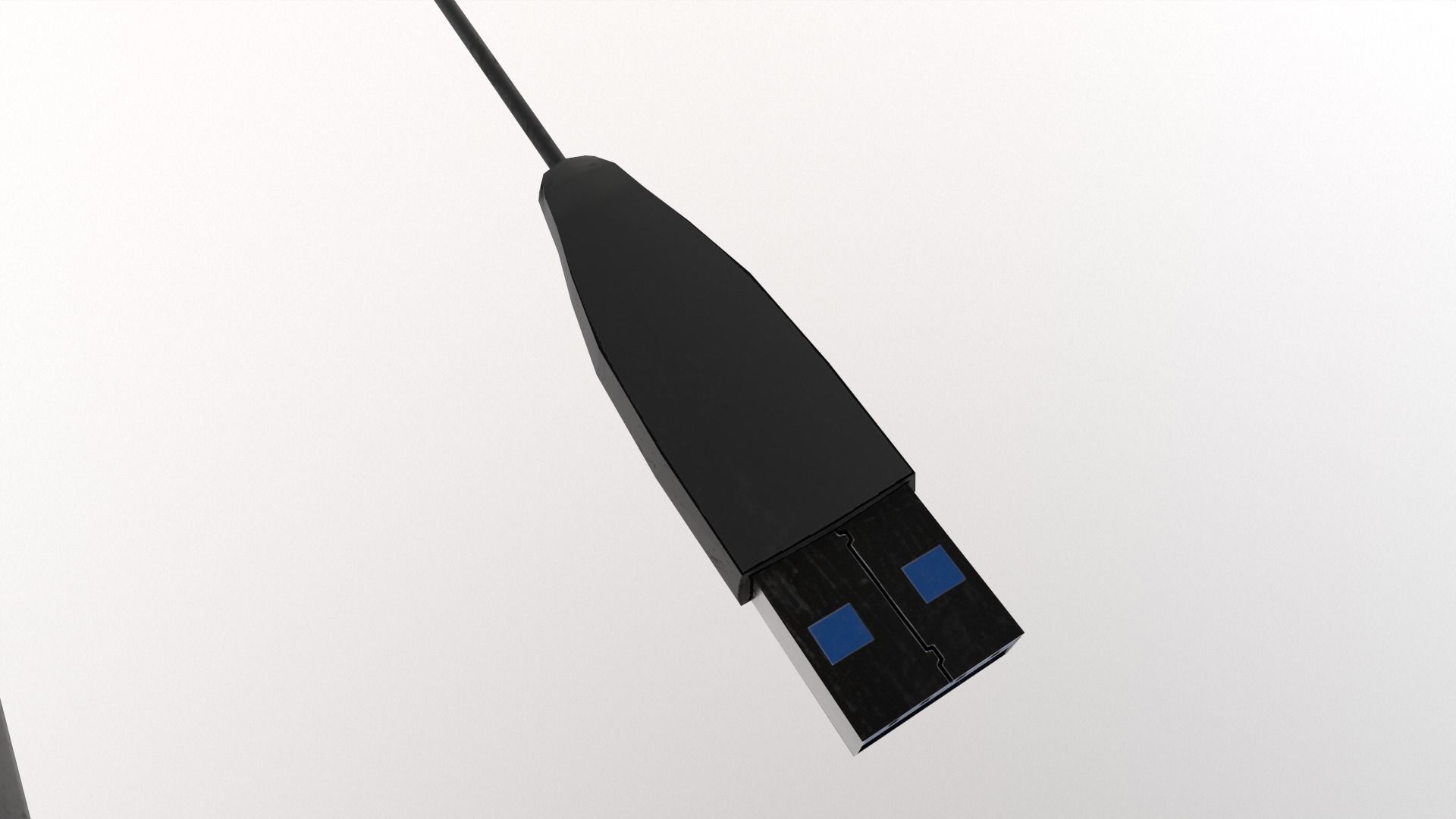 External Hard Drive With Cable Low-poly 3D model_9