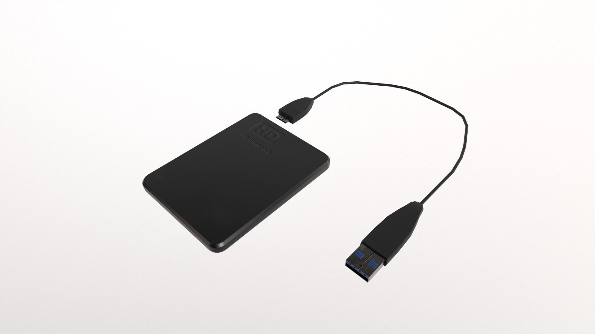 External Hard Drive With Cable Low-poly 3D model_3