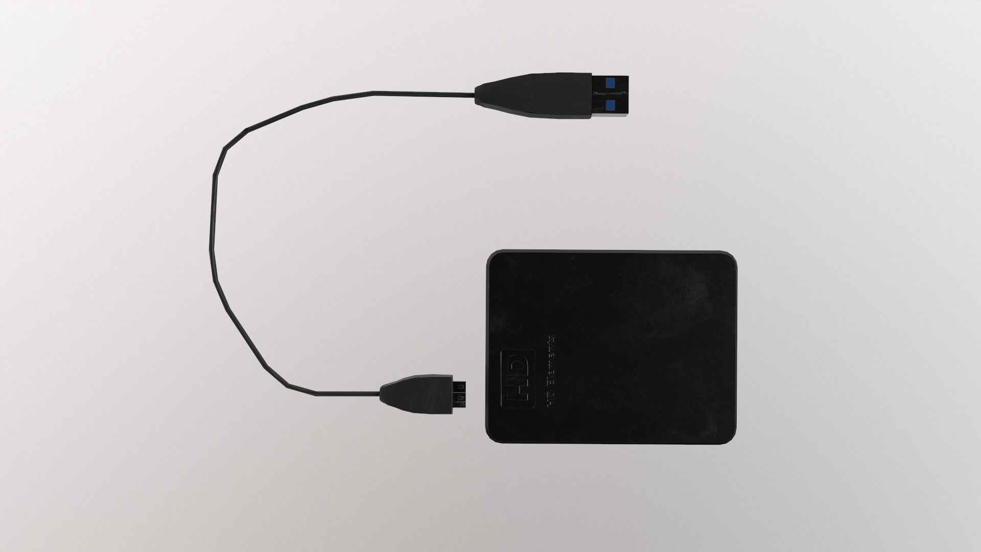 External Hard Drive With Cable Low-poly 3D model_5