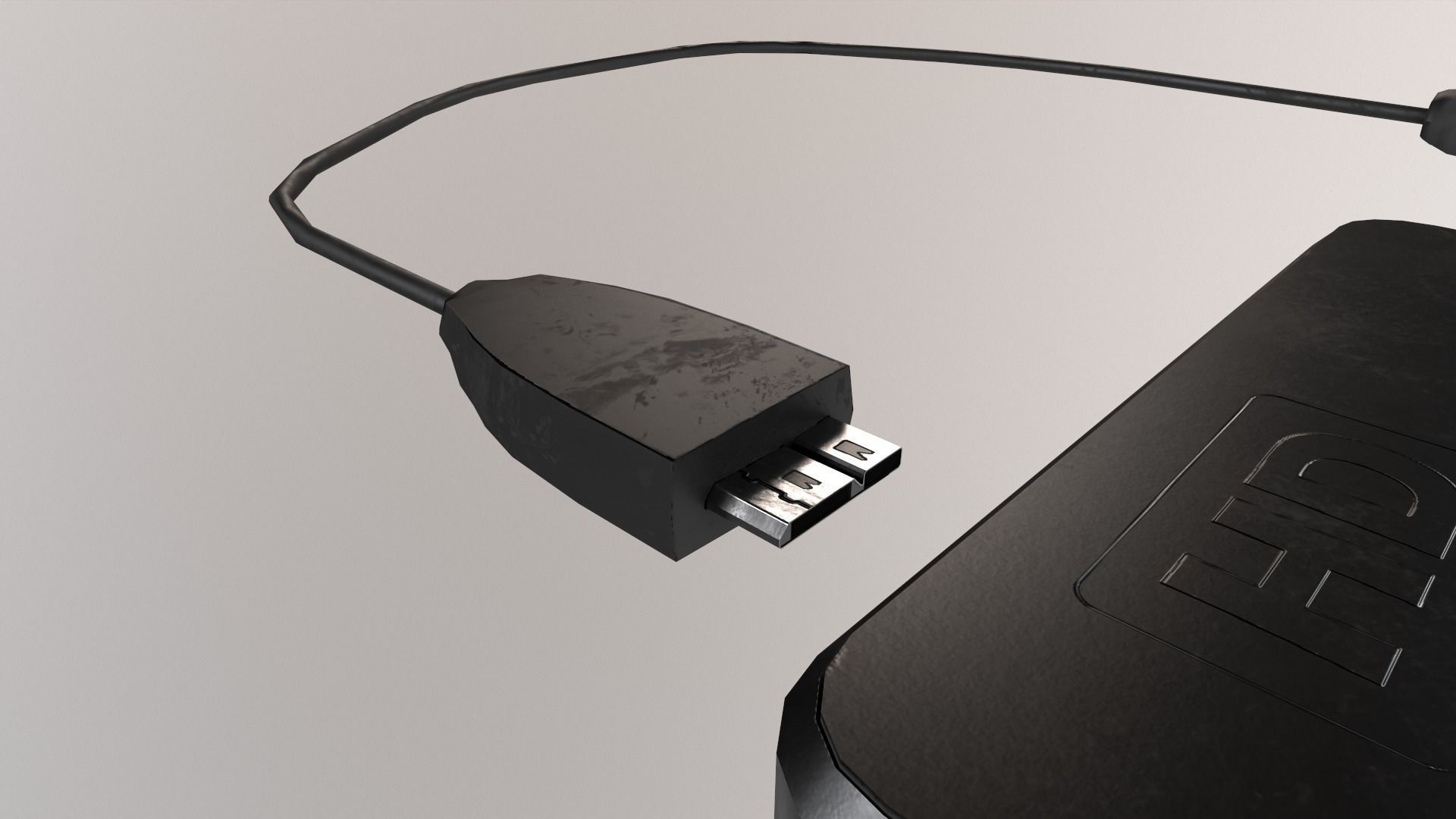 External Hard Drive With Cable Low-poly 3D model_12