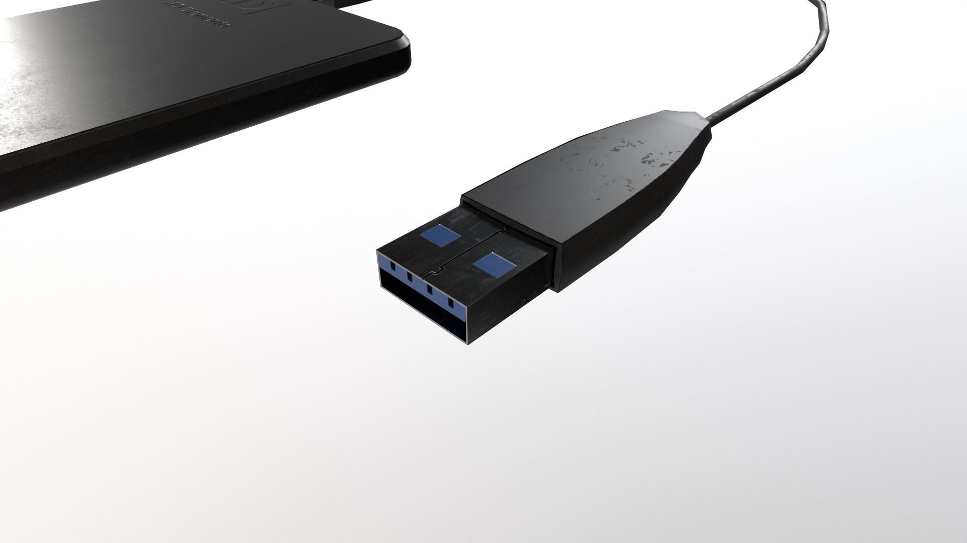 External Hard Drive With Cable Low-poly 3D model_8
