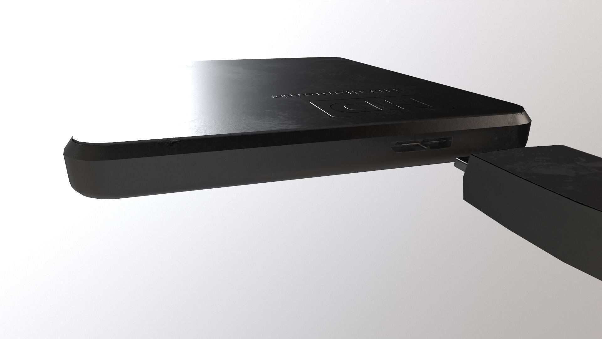 External Hard Drive With Cable Low-poly 3D model_11