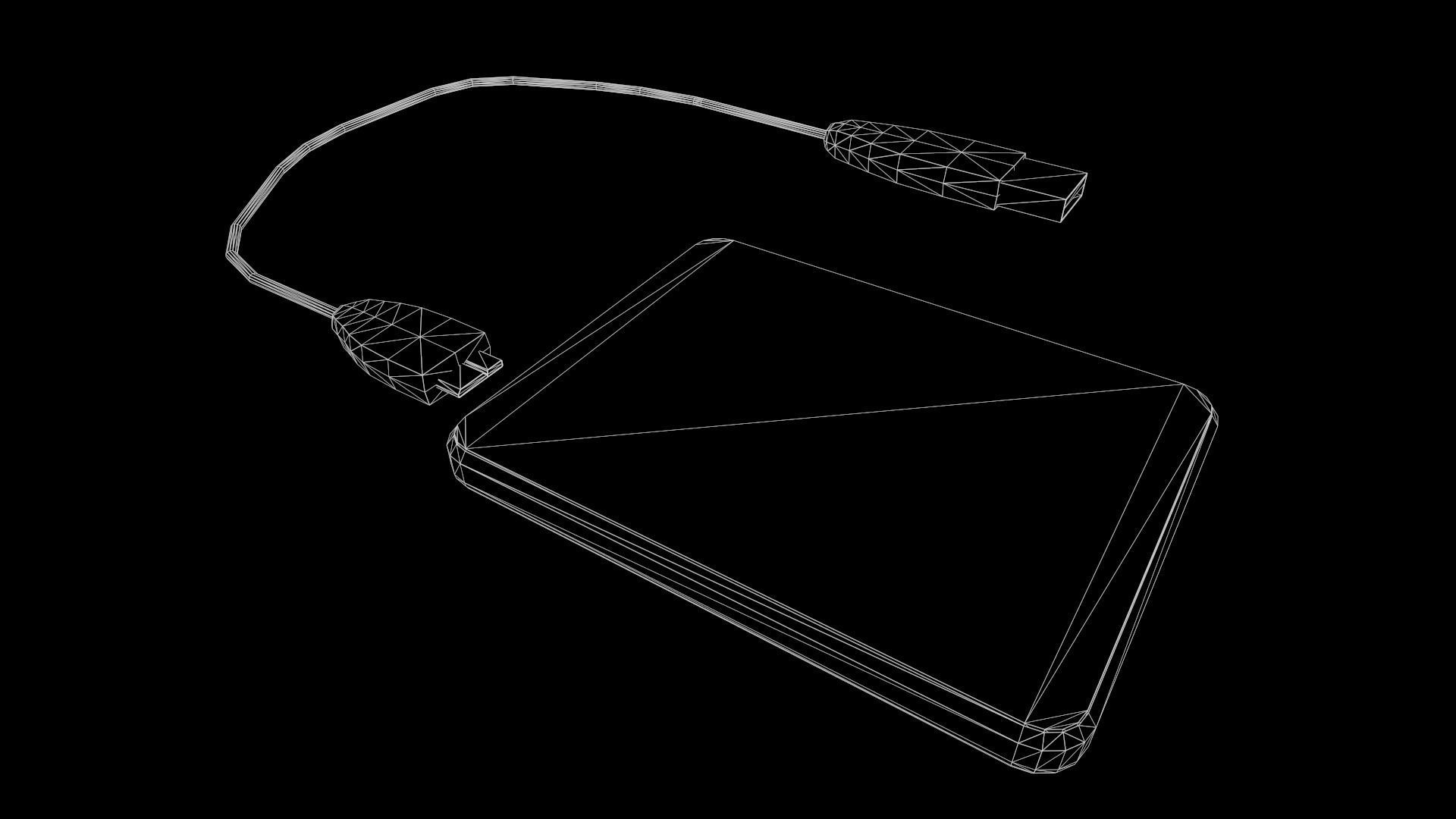 External Hard Drive With Cable Low-poly 3D model_16
