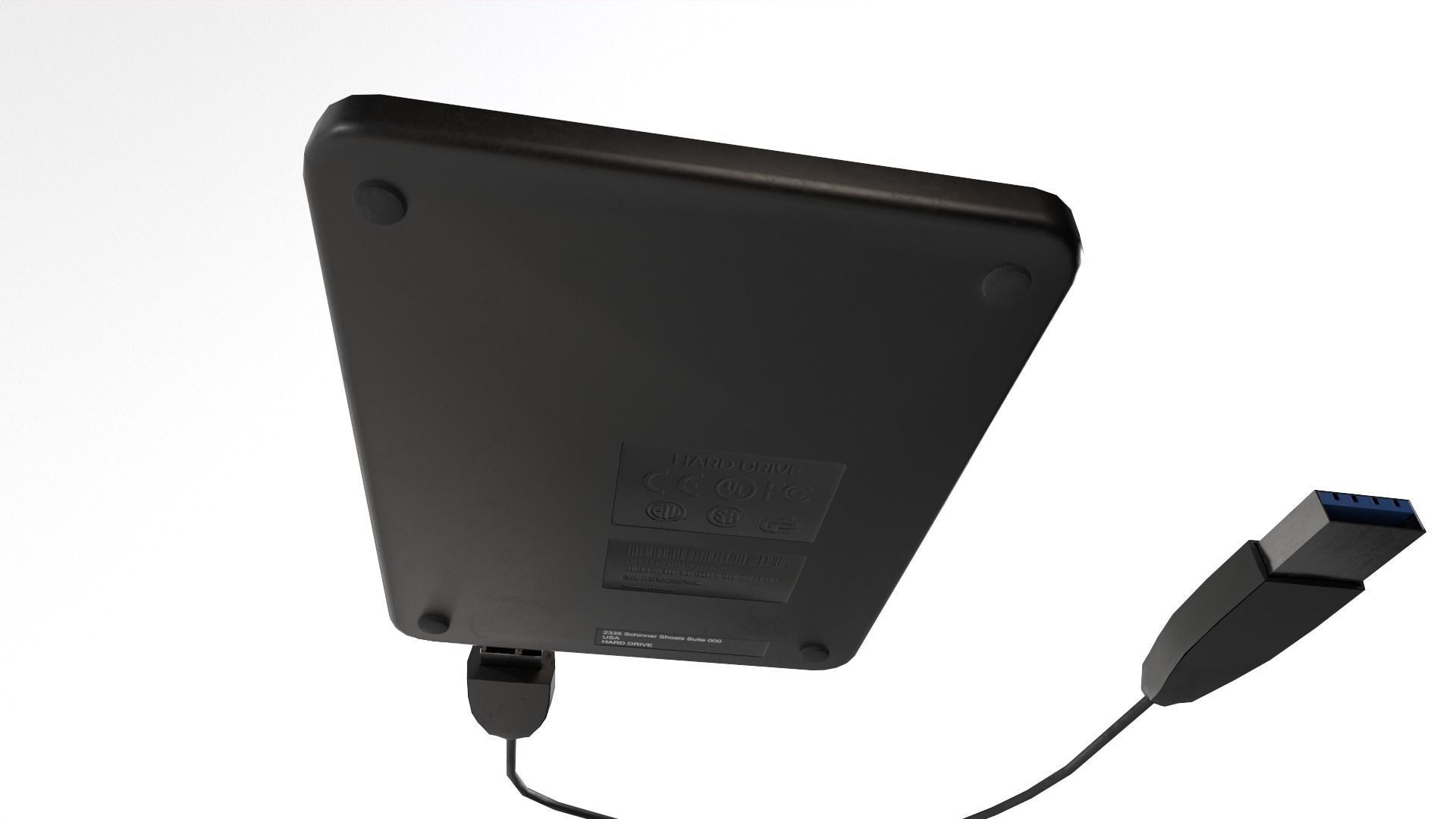 External Hard Drive With Cable Low-poly 3D model_13