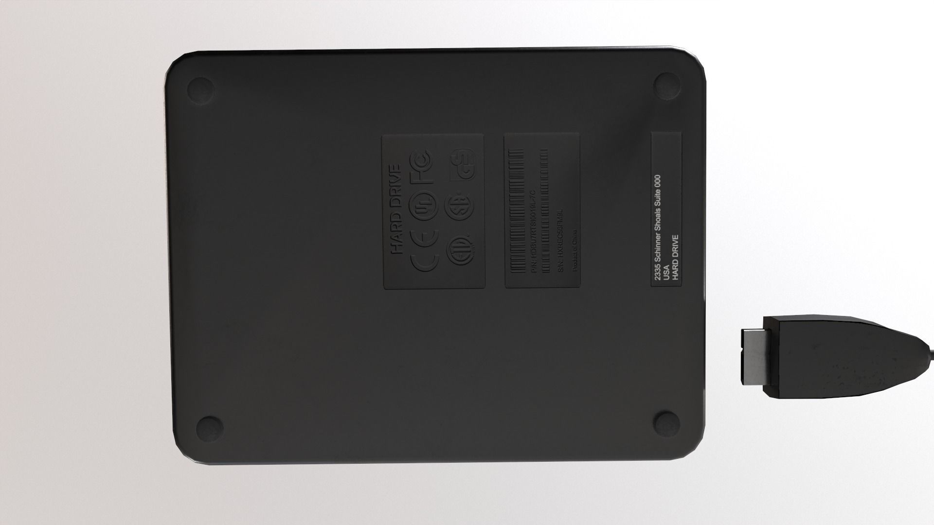 External Hard Drive With Cable Low-poly 3D model_14