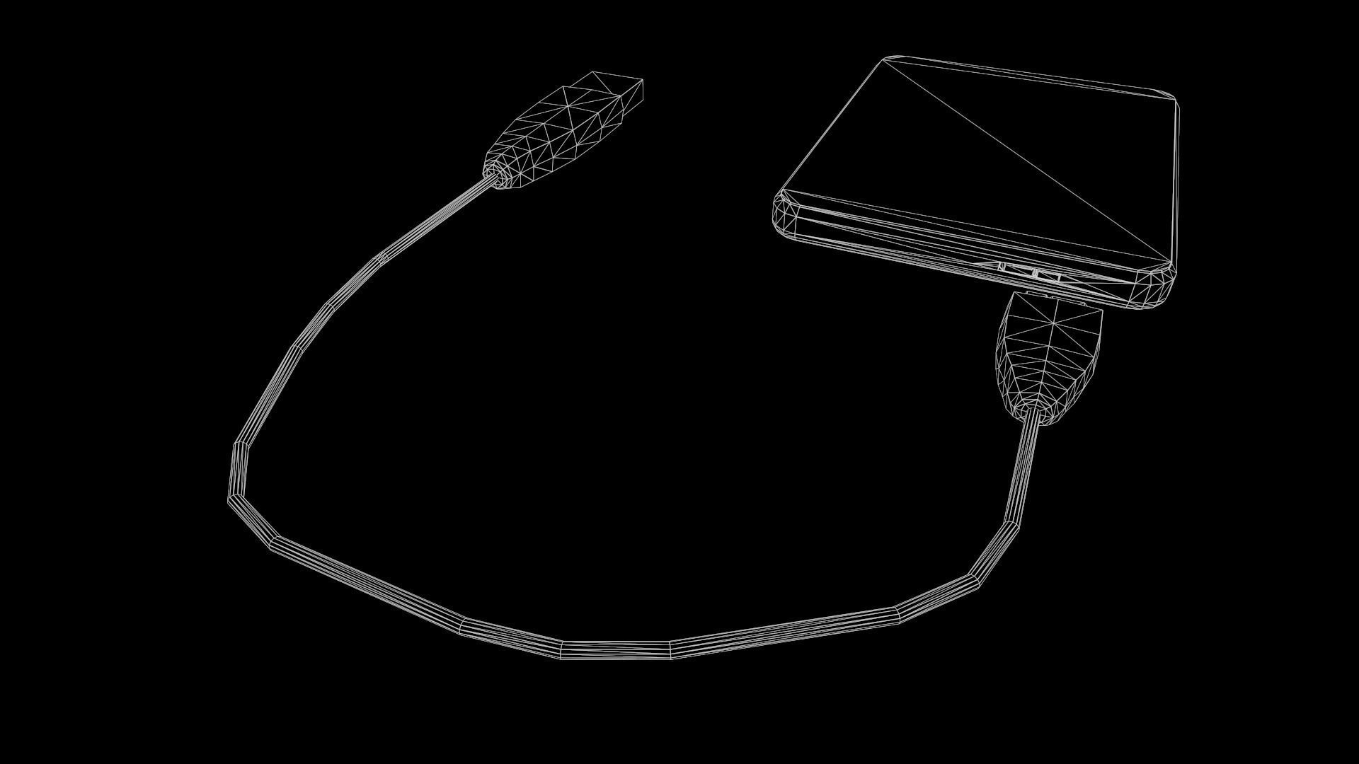 External Hard Drive With Cable Low-poly 3D model_18