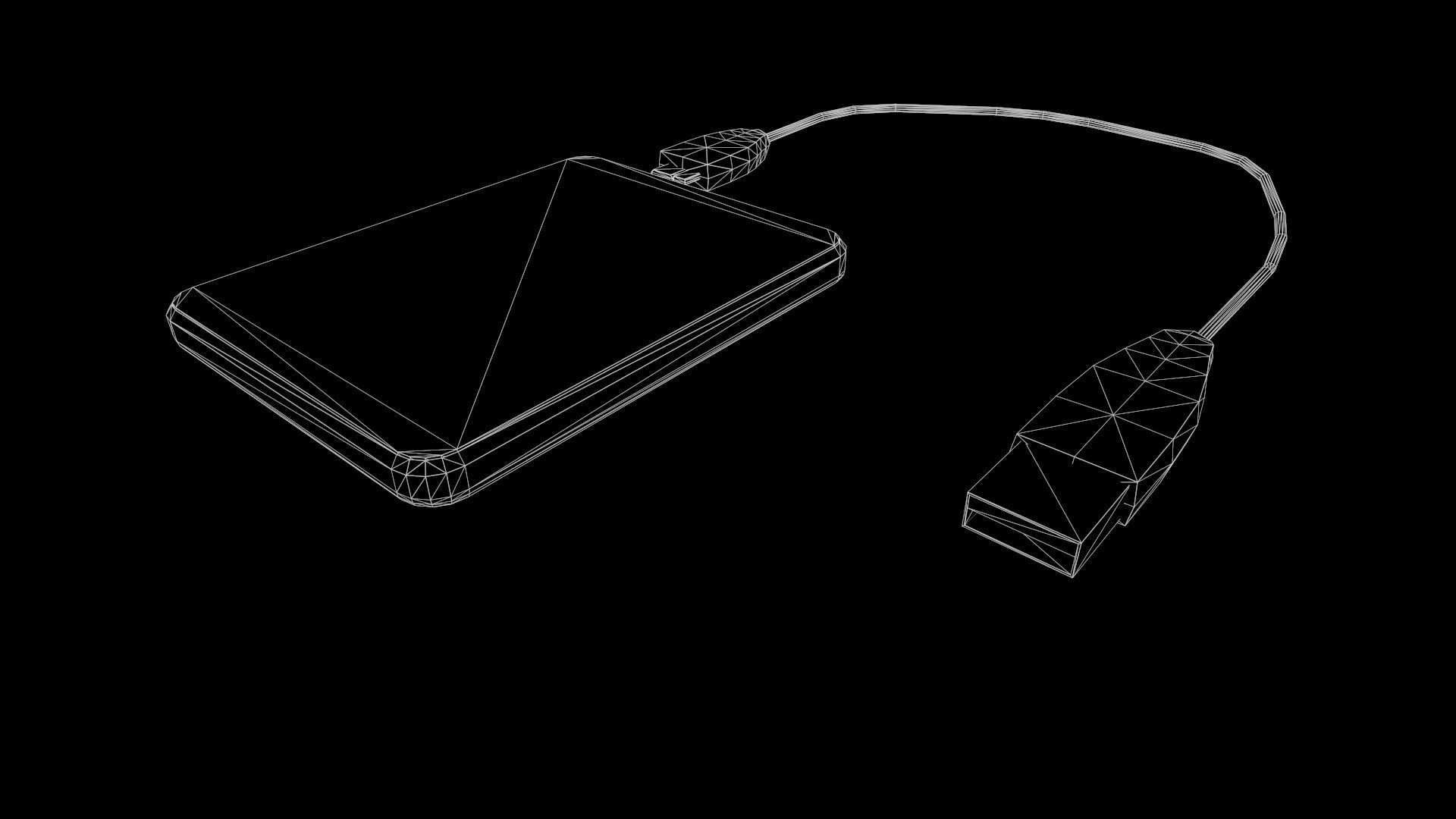 External Hard Drive With Cable Low-poly 3D model_19