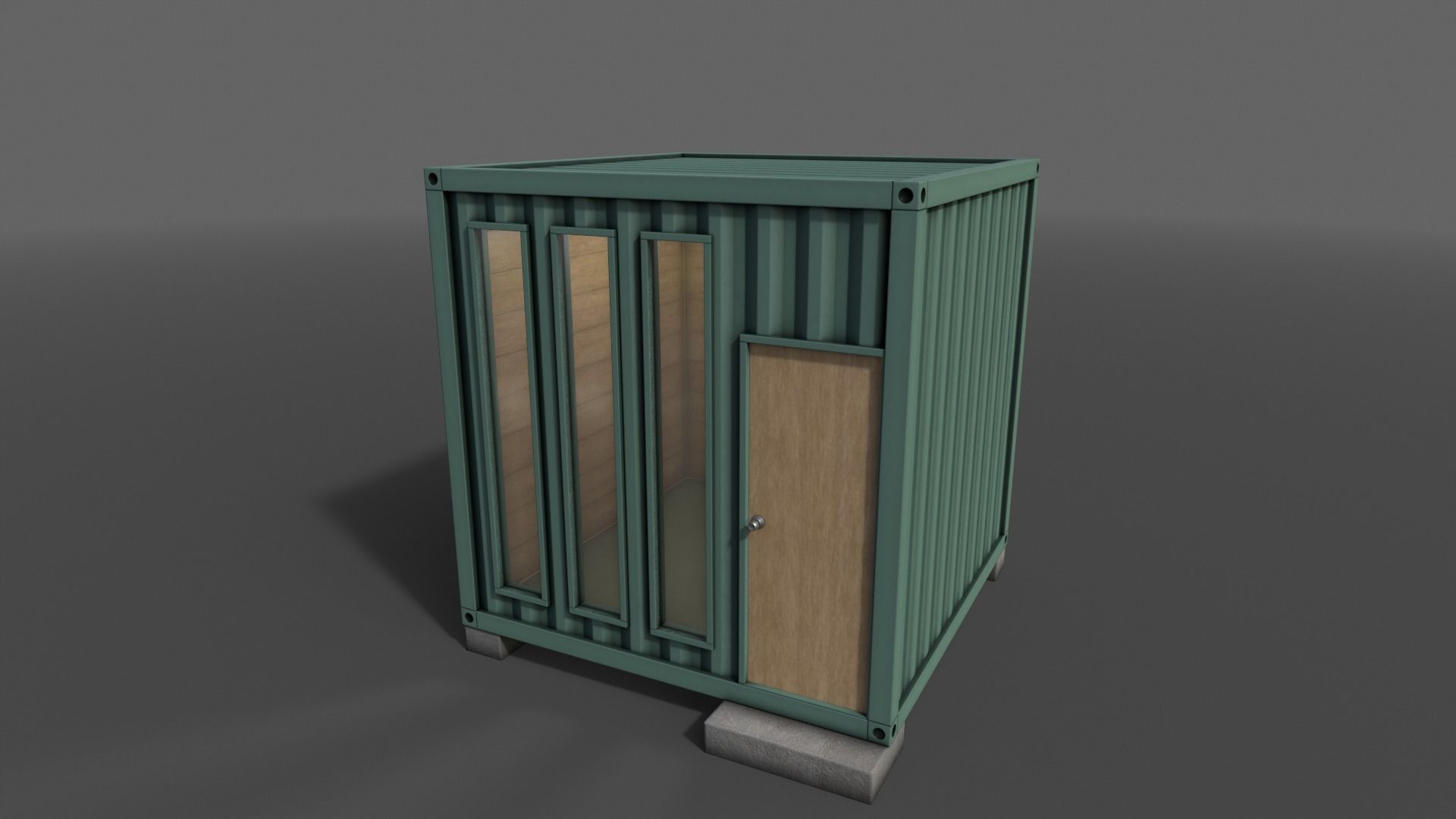 PBR Container House BA V4 Low-poly 3D model_11