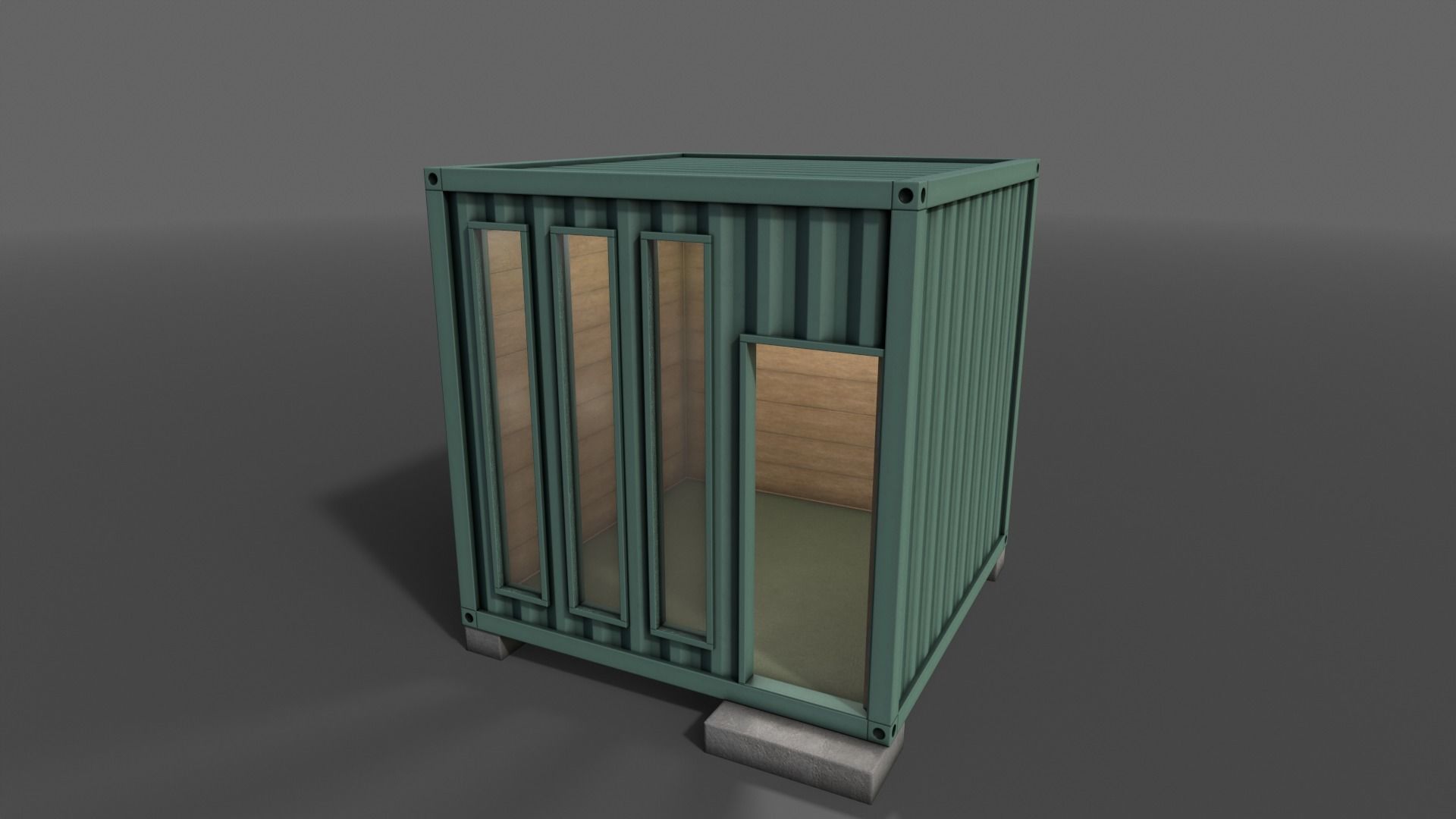PBR Container House BA V4 Low-poly 3D model_12