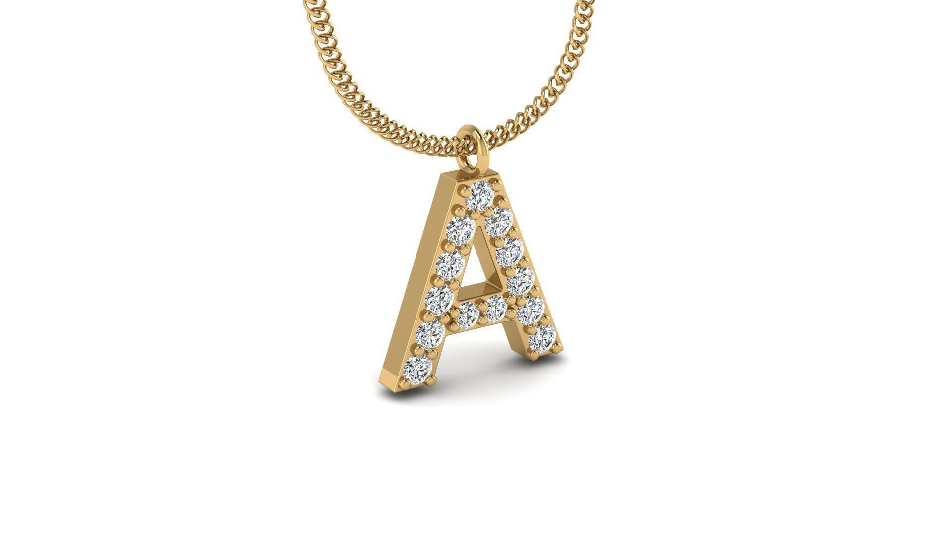 Diamond Alphabet Pendant A 3D print model_10