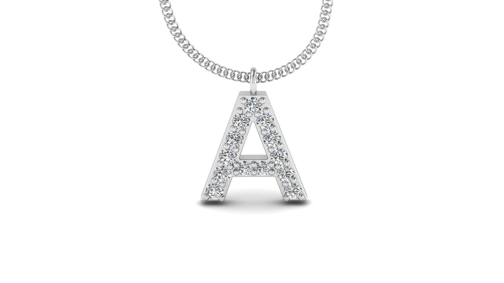 Diamond Alphabet Pendant A 3D print model_14