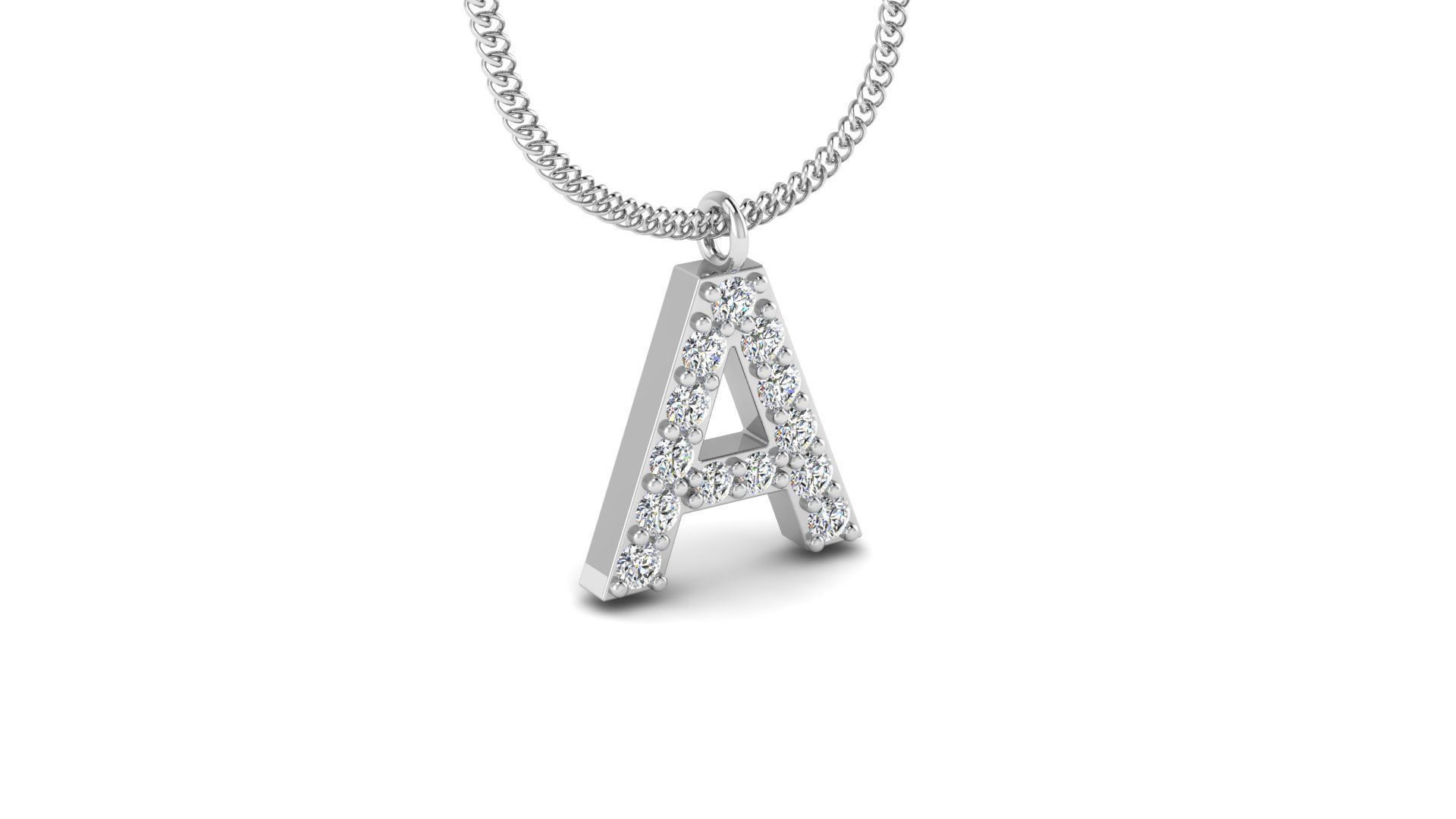 Diamond Alphabet Pendant A 3D print model_12