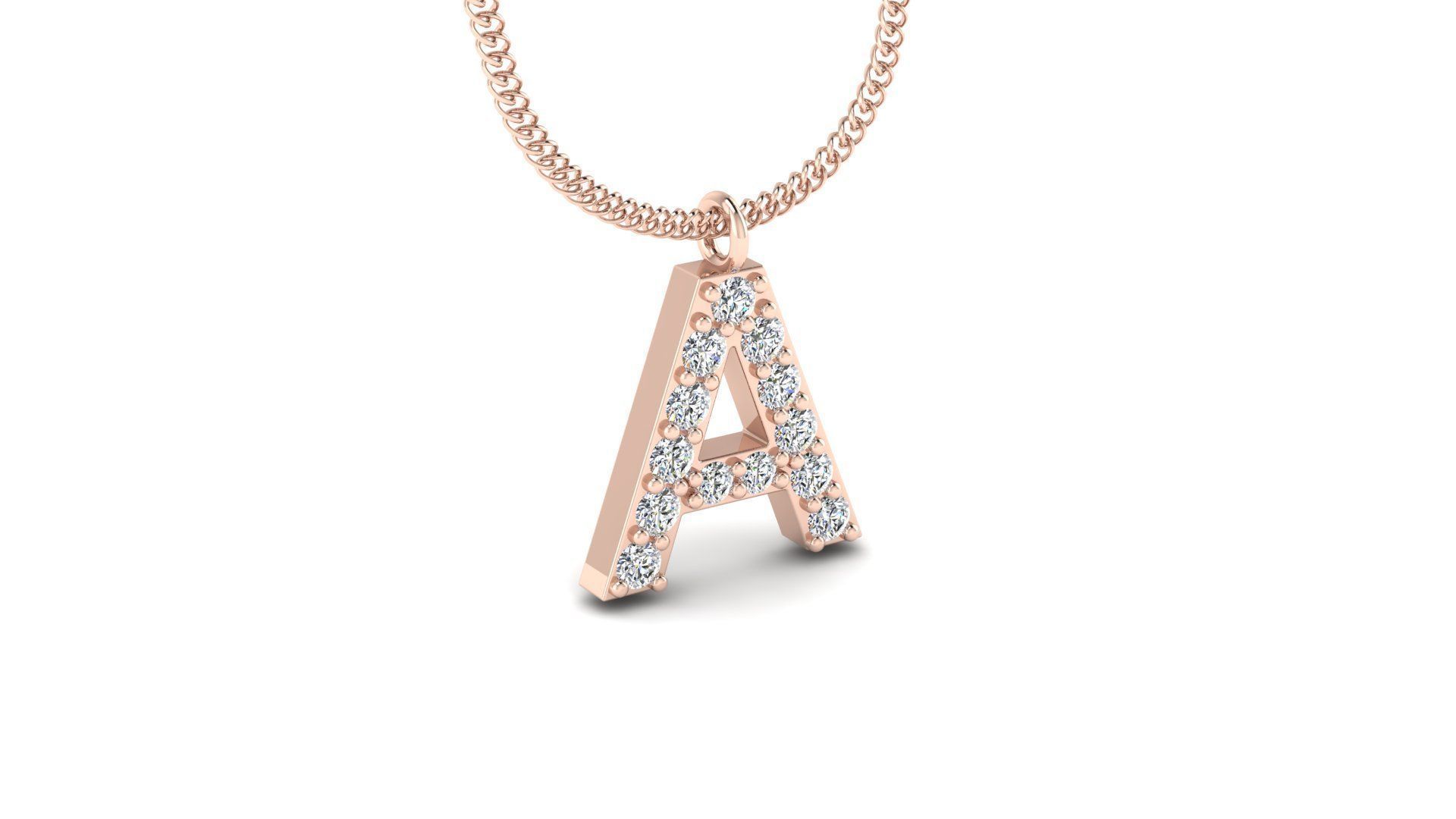 Diamond Alphabet Pendant A 3D print model_3