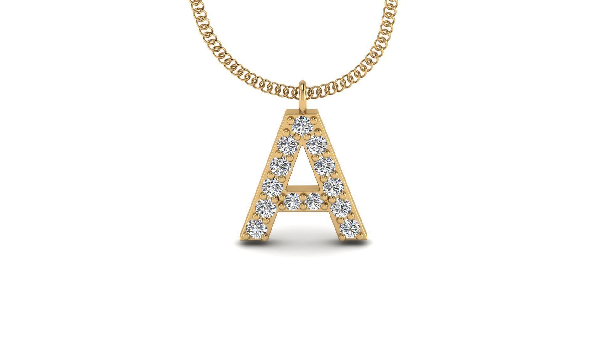 Diamond Alphabet Pendant A 3D print model_17