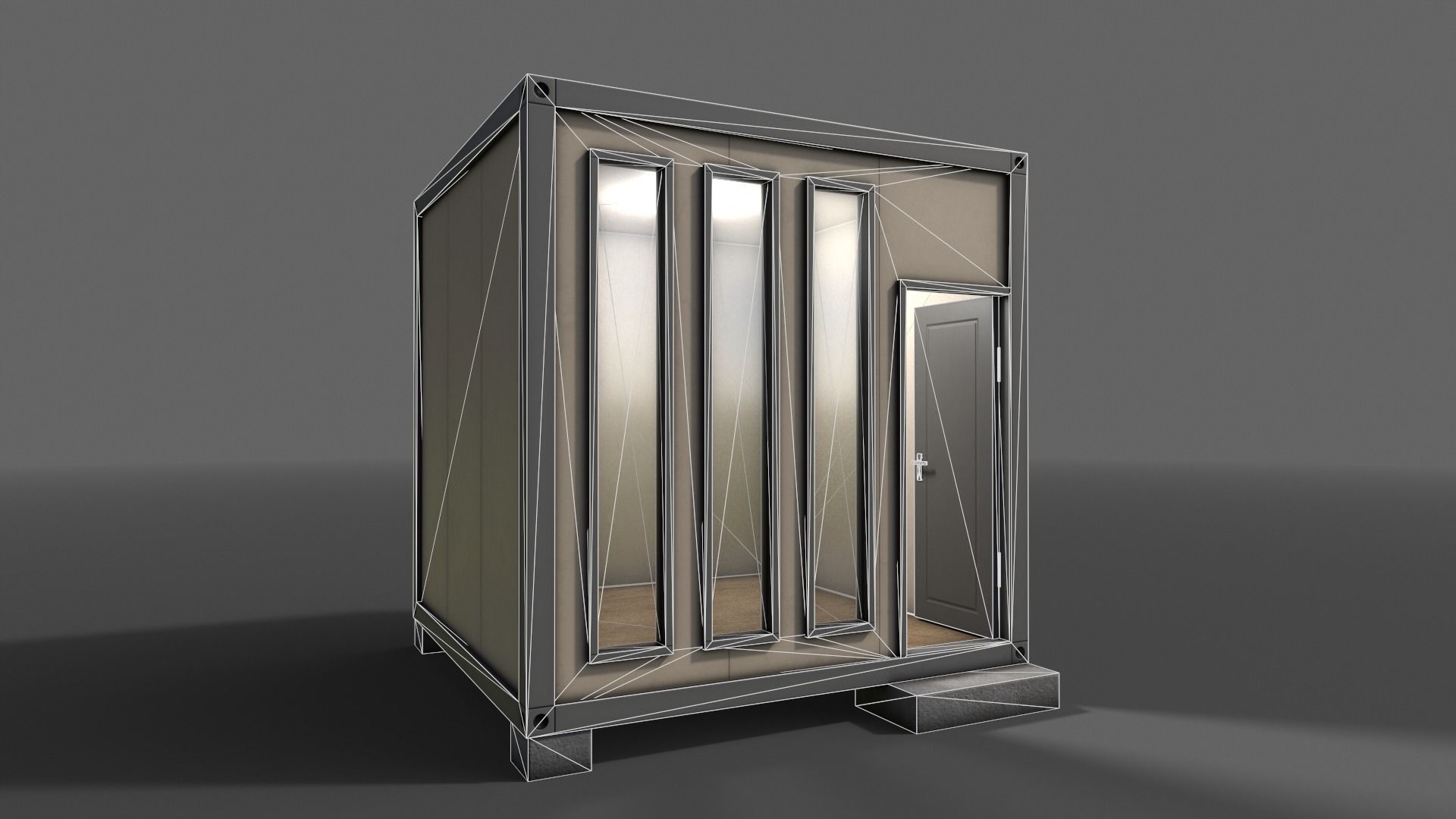 PBR Container House BB V4 Low-poly 3D model_10