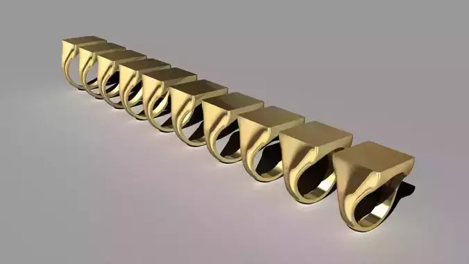 10 size hollow signet ring