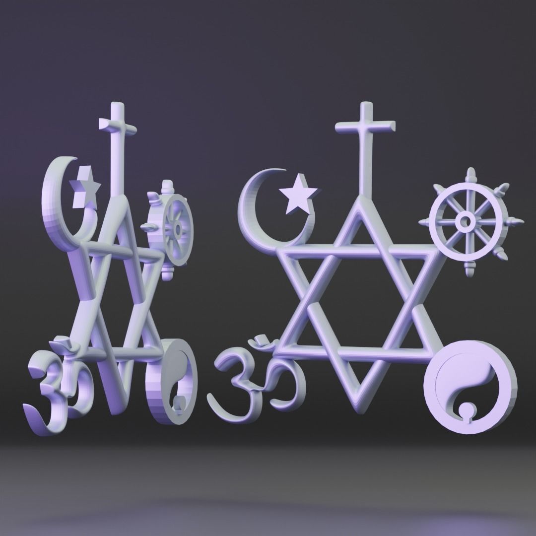 3d printable All religions multi religions atheist wall art 3D print model_2