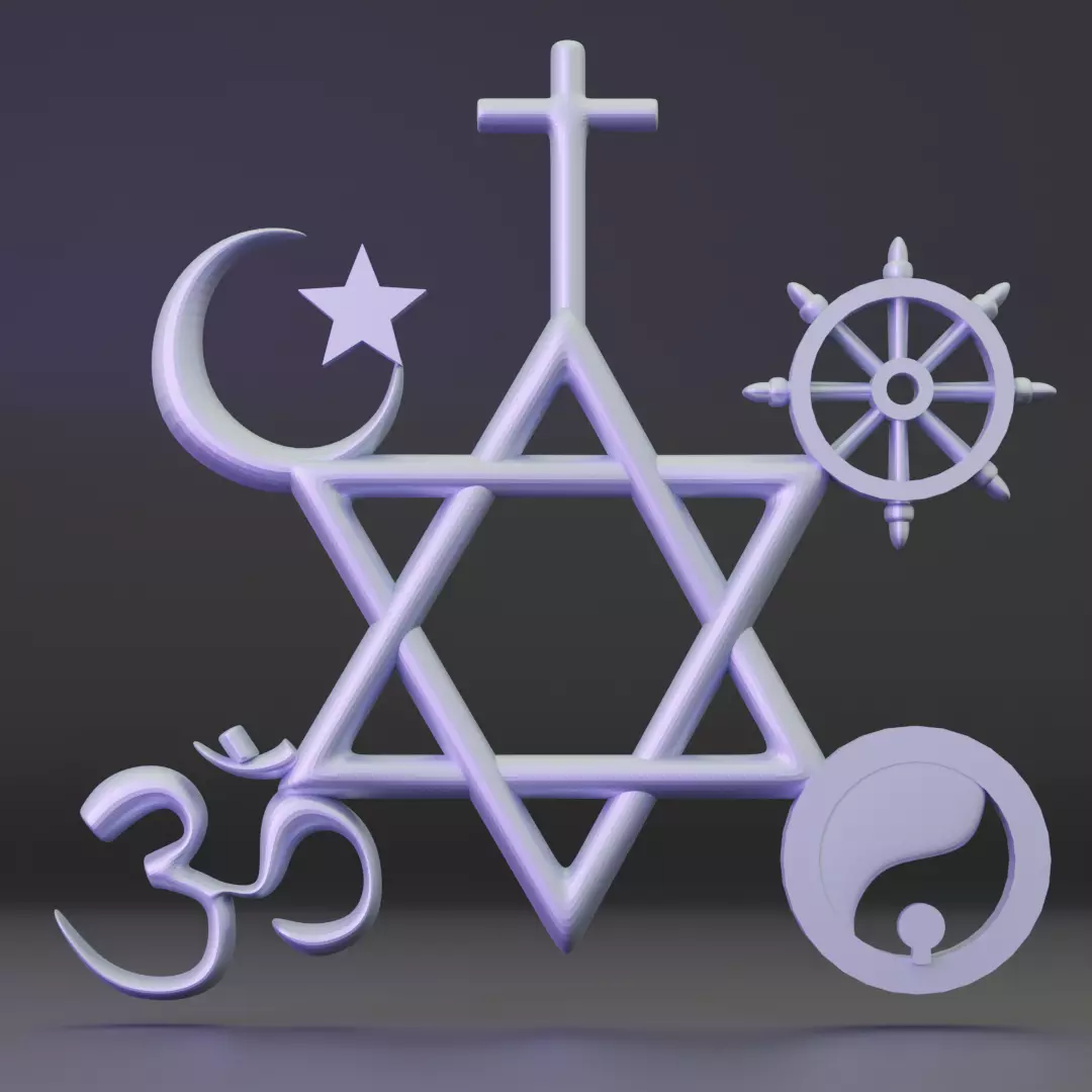 3d printable All religions multi religions atheist wall art 3D print model_0