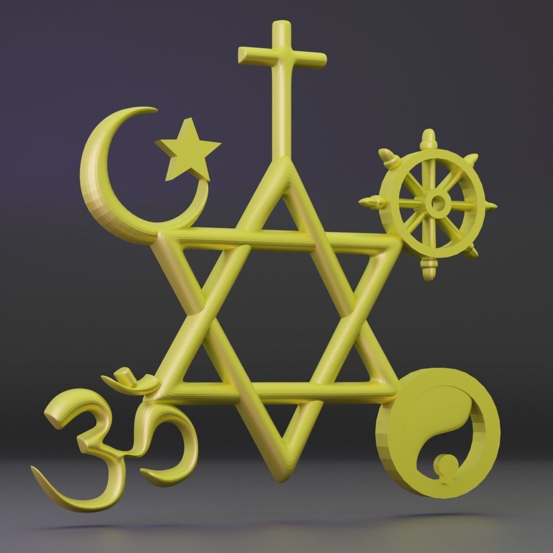 3d printable All religions multi religions atheist wall art 3D print model_1
