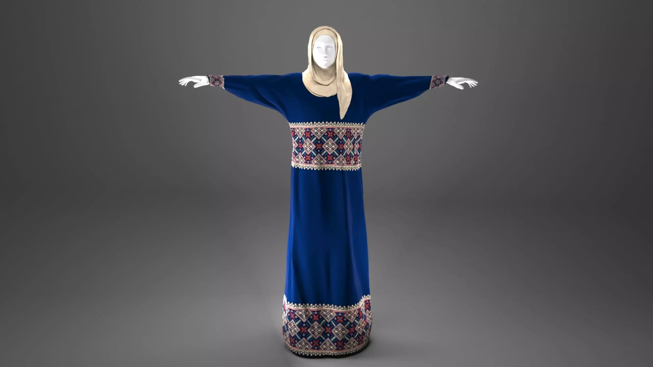 arabic dress with Hijab 3D model